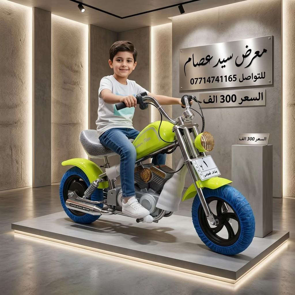 هاي شغله بهيج مواصفات محد يجيبها الك بالسوك واذا جابوها فتلكه سعرها معلك اليوم معرض سيد عصام موفرها الك شحن لحد عمر 11 سنه بسعر 300 الف✅ ماشه حديد بطاريه 24 فولت✅ تمشي تلث سرع✅ هارلي حديد 300 الف اصدار جديد  هارلي الشكل المختلف واصدار جديد كلشي بي مميز وراقي✅ دخان خلفي بالصالنصات✅ موسيقى اصوات نشرات✅ كشن جلد✅ ماشه حديد✅ بلوتوث✅  تشغيل بصمه✅ تايرات نفخ ويل حديد ✅ ماشه حديد ✅ يتحمل عمر الى حد 12 سنه وزن لحد 100 كيلو✅ تلث سرع بي ✅ فدشي مرتب ومختلف✅ رقم سنويه اجازه ✅ واذا تحب نخلي صورة الطفل عل الاجازه معا باج عظم عاج وتحديد رقم مميز ايضا ✅ يوجد توصيل لكل العراق🇮🇶 للتواصل:***********📲 دفع نقد او تحب تحول ماستر او زين كاش✅ او رصيد✅ العنوان لليحب يزورنا :بغداد الجديده_مقابيل ماكولات العطشان🍔 #سجاد_سيد_عصام

نص مكتوب في الصور:
- معرض سيد عصام للواصل *********** السعر 300 الف
- معرض سيد عصام
- للتواصل ***********
- السعر 300 الف