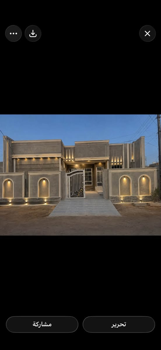 � دار للبيع – بناء مودرن
📐 المساحة: 250 متر
📏 12.5 × 20 متر
🏡 طابق واحد
🏗️ بناء مودرن بتصميم حديث وعصري
🏛️ صالة بطول 12 متر

️ غرفة ماستر
👗 دريسنك روم
🏠 مشتمل معزول بالكامل عن البيت
🪟 حديد شبابيك روسي درجة أولى
🔲 ألمنيوم تركي كامل البيت
⚡ سويجات ميلانو متصل
✨ شغل وتشطيب درجة أولى
🛡️ ضمان 25 سنة
🔑 البيت كامل وما ناقصه حباية
الابعاد و القيسات داخل الصور 

📍  الجمعيات حجي حسن الثانية 
� للاستفسار والتفاصيل، مراسلة خاص
***********

نص مكتوب في الصور:
- مشاركة تحرير
- 1 من 1 PROJECT TITLE : House plans Design PROJECT LOCATION : Maysan DRAWING TITLE : FIRST FLOOR PLAN UNIT : Meter SCALE : 1:100 SHEET NO : 1 DATE: 12-8-2024 ARCH. FATIMA ALARIS ORIENTATION :
- 11 LTE 8:18
- dr. omer f2
- 177 ك.ب. • مستند PDF
- المساحة الحرة
- الملاحظات
- البريد
- الإرسال السريع
- حفظ في الملفات
- ملاحظة
- سريعة جديدة
- طباعة
- نسخ
- PROJECT LOCATION : Maysan DRAWING TITLE : FIRST FLOOR PLAN UNIT : Meter SCALE : 1:100 SHEET NO : 1 DATE: 12-8-2024 ARCH. ملابس حديقة داخلية حمام غسيل نوم صالة جار نوم مطبخ استقبال مدخل W.C مطبخ dr omer f1 1 من 1 8:18
- dr. omer dim 2 1 من 1 5.00 4.00 نوم 0.20 0.20 5.13 بالكون 2.00 0.50 0.30 0.20 1.50 0.20
- dr. omer dim.
- 1 من 1