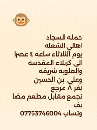 حملة السجاد • كربلاء والعلوية • الثلاثاء ٤عصراً