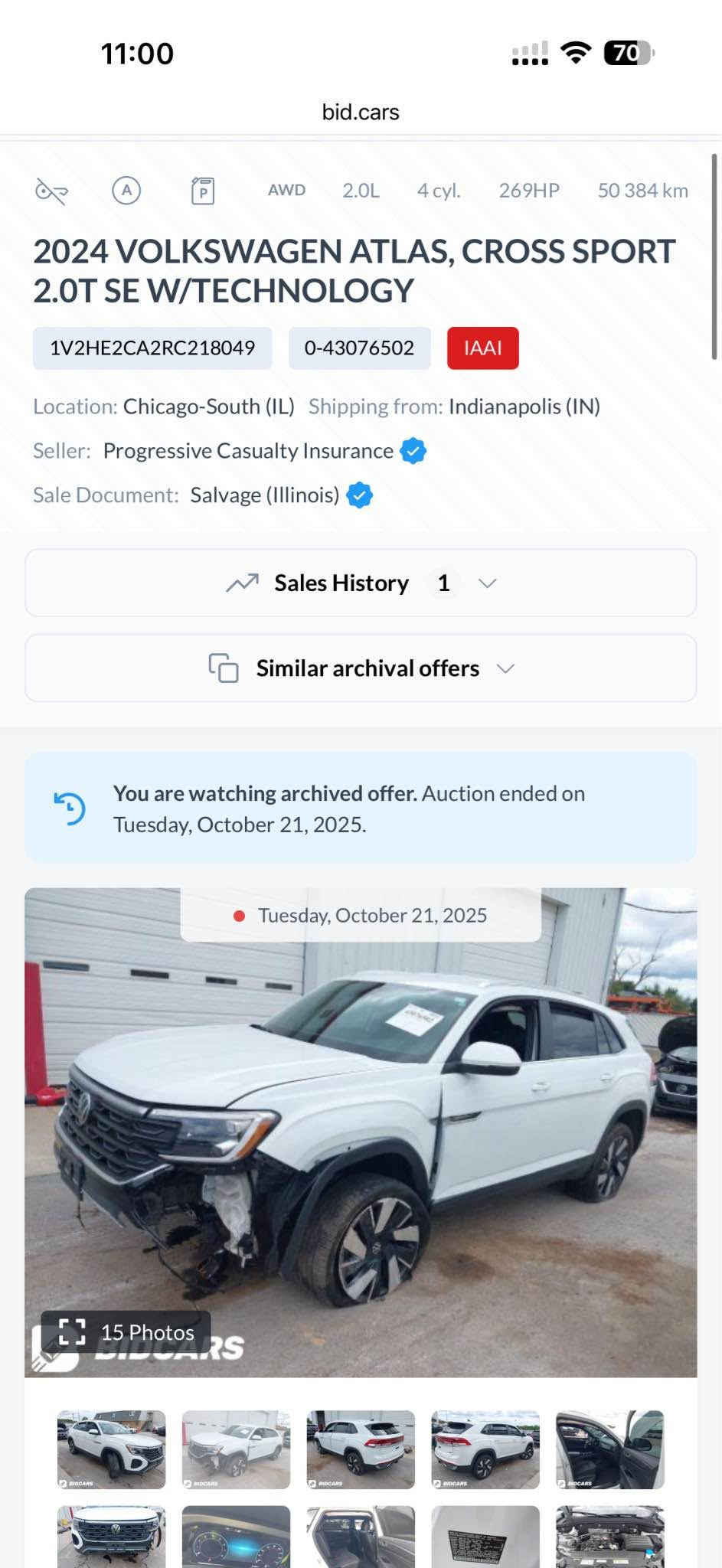 2024 VOLKSWAGEN ATLAS, CROSS SPORT 2.0T SE TECHNOLOGY
موديل :2024
مواصفات : SE
محرك : 4 سلندر
وارد : امريكي
عداد : 32,000ميل
صبغ : ٢ كلير امريكي  فقط 
رقم : ( موقط) ( كاتي)
ناونيشان هةولير جادةي حديد و خشب پيشنگاي دايناميك موتورز
بو زانياري زياتر پةيوةندي بكةن بة وتس اب
*********** أربيل, العراق

نص مكتوب في الصور:
- bid.cars AWD 2.0L 4 cyl. 269HP 50 384 km 2024 VOLKSWAGEN ATLAS, CROSS SPORT 2.0T SE W/TECHNOLOGY 1V2HE2CA2RC218049 0-43076502 IAAI Location: Chicago-South (IL) Shipping from: Indianapolis (IN) Seller: Progressive Casualty Insurance Sale Document: Salvage (Illinois) Sales History 1 Similar archival offers You are watching archived offer. Auction ended on Tuesday, October 21, 2025. Tuesday, October 21, 2025 15 Photos