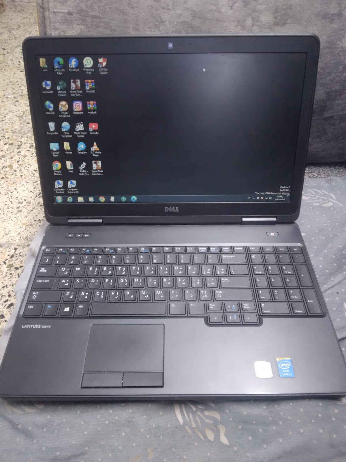 سلام عليكم عندي لابتوب للبيع DELL Windos7 اريده ب250 الف الله شاهد نظيف كلش ومستعمل شيء قليل مكاني بغداد الغزاليه رقمي ***********

نص مكتوب في الصور:
- Item Value OS Name Microsoft Windows 7 Ultimate Version 6.1.7601 Service Pack 1 Build 7601 Other OS Description Not Available OS Manufacturer Microsoft Corporation System Name INTEL-PC System Manufacturer Dell Inc. System Model Latitude E5540 System Type x64-based PC Processor Intel(R) Core(TM) i3-4010U CPU @ 1.70GHz, 1701 Mhz, 2 Core(s), 4 Logical Pr... BIOS Version/Date Dell Inc. A05, 20/02/2014 SMBIOS Version 2.7 Windows Directory C:\Windows System Directory C:\Windows\system32 Boot Device \Device\HarddiskVolume1 Locale Iraq Hardware Abstraction Layer Version = "6.1.7601.24563" User Name intel-PC\intel Time Zone Pacific Daylight Time Installed Physical Memory (RAM) 8.00 GB Total Physical Memory 7.91 GB Available Physical Memory 4.90 GB Total Virtual Memory 15.8 GB Available Virtual Memory 13.5 GB Find what: Find Close Find Search selected category only Search category names only
- intel Microsoft Edge Facebook WhatsApp Web USB Disk Security Computer Vampire Hunters Grand Theft Auto San ... WinRAR Network Virtual CloneDrive Instagram WinRAR Recycle Bin Web Navigation Media Player Classic YouTube Control Panel Games Telegram VLC Media Player Google Chrome intel TikTok - Make Yo... Grand Theft Auto San ... Computer - Shortcut Computer - Shortcut (2)