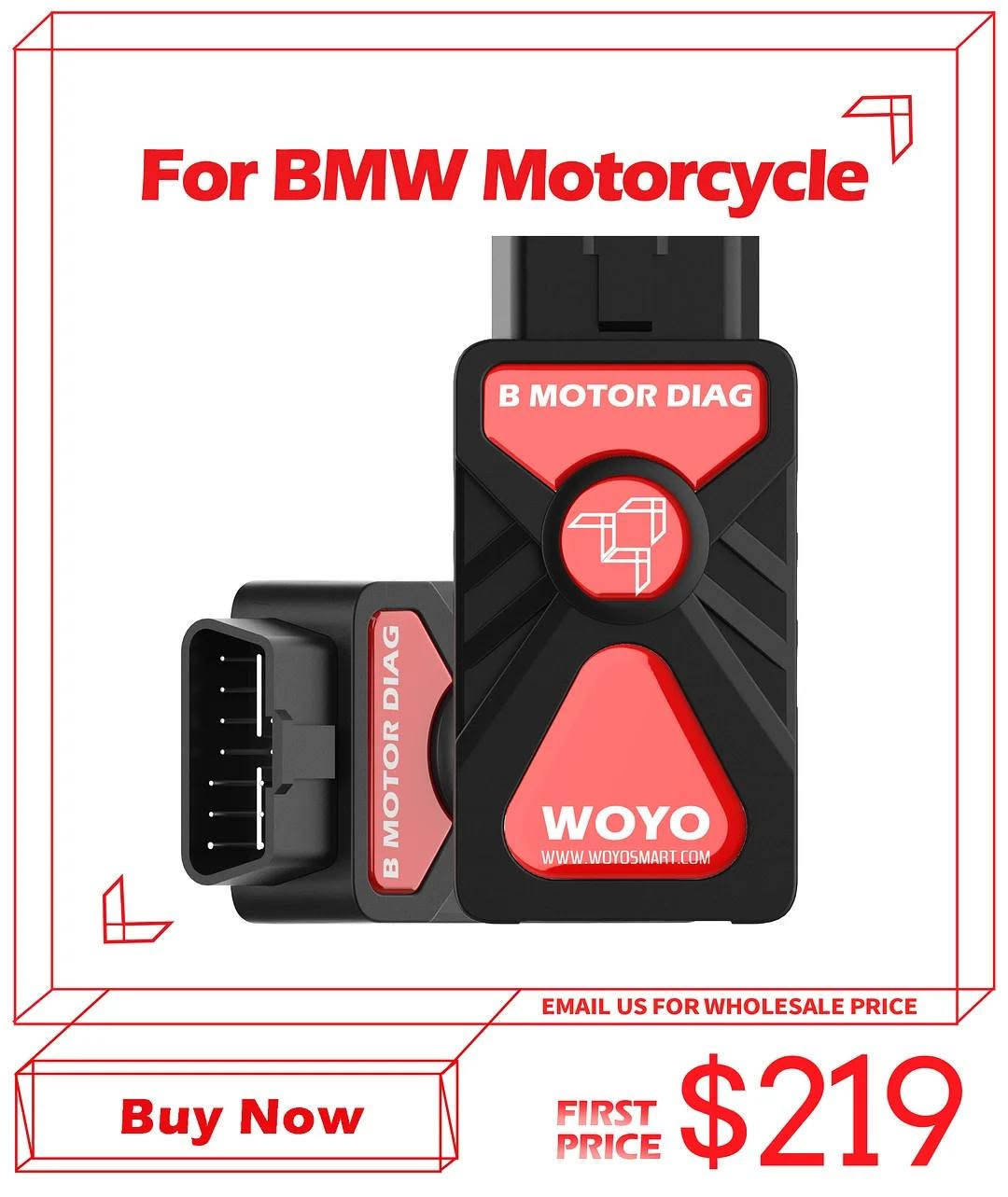 فاحص اعطال دراجاتBMW مع كود التفعيل ***********

نص مكتوب في الصور:
- For BMW Motorcycle EMAIL US FOR WHOLESALE PRICE Buy Now FIRST PRICE $219
- Original Level Testing
- Bluetooth 5.0
- Stream Data
- Scan VIN
- Instrucment Coding
- Read & Clear Code
- Oil Reset
- ABS Bleed
- TPS Reset
- 22 Languages
- Android Phone
- Screen Shot
- Take Video
- EMAIL US FOR WHOLESALE PRICE
- For iphone IOS/ Android 64-bit system cellphone WOYO CTB008 2.0 Bluetooth 5.0 Phone Diagnosis Tool For BMW Motorcycle (OBD2 / 10pin /6pin Connector) BT 5.0
- Read&Clear Code Scan 10+ VIN Anti-theft Key Disabled Reset Service Light Check Sensor Data Backup Free Update TPMS Reset Oil/Fluid Reset ABS Bleed TPS Reset View Data A/F Values Reset For IOS Android Phone
- BMW > Vehicle Manual Select
- Suit for BMW 2017-2024
- C400X F900XR R1200ADV M1000R
- C400GT F700GS R1200RT R NineT
- C650GT F800GS R1200GS R18
- F750GS S1000R R1250RT K1600
- F850GS S1000RR R1250GS
- F900 S1000XR R1250ADV
- Why buy this WOYO CTB008?
- 1. If you want to save a trip & money from dealer to reset service light by yourself, it's a must have tool.
- 2. Suit for BMW Motorcycle year: 2017-2024.
- F700/F800 not support Reset Function.
- 3. Support: Bluetooth 5.0, for IOS/Android 64-bit system, if your phone is 32-bite, please download the emulator.
- 4. Each device has an independent username & password (Account Password Card in package, don't throw away).
- 5. 10+ VIN recognition, suitable for enthusiasts and professional technicians, can use with your moto friends.
- 6. Free to upgrade the data.