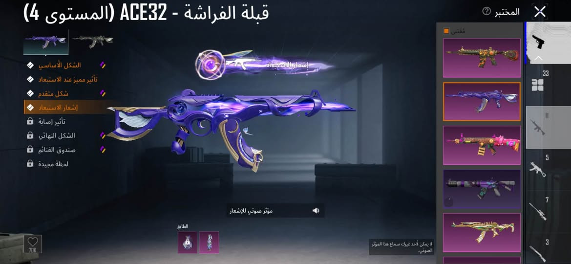 حساب ببجي • سكنات أسلحة • رتب