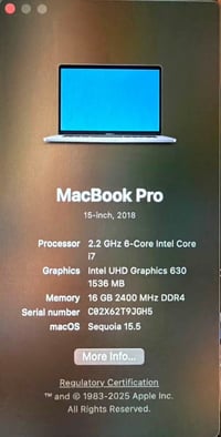 ماك بوك برو • 15 إنش • i7 سداسي