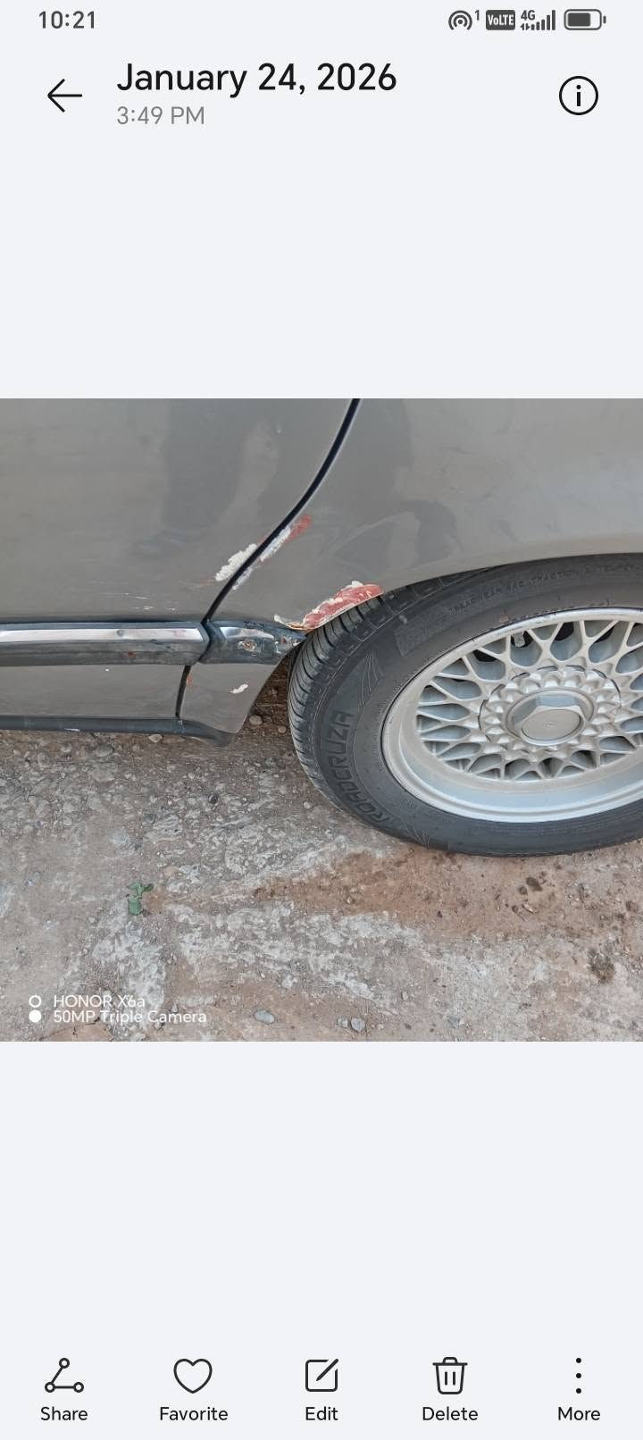 BMW 730
BMW 730
موديل 92
رقم انكليزي تحويل ثاني يوم ب اسمي
سيارة بحالة جيدة
مكان السيارة كربلاء
السعر 32 ورقة
موبايل ***********

نص مكتوب في الصور:
- HONOR X6a
- 50MP Triple Camera
- 10:21
- 1
- VOLTE 4G
- January 24, 2026
- 3:49 PM
- O HONOR X6a
- Share
- Favorite
- Edit
- Delete
- More