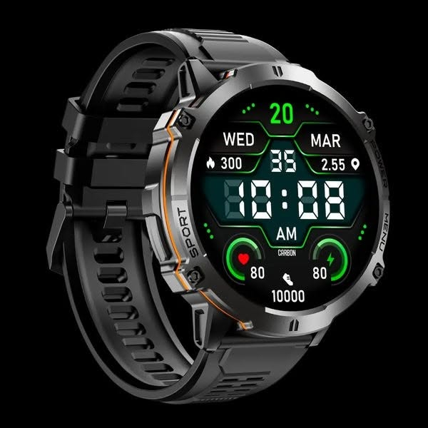 کوردی/
⌚️ Carbon One Max – زیرەک‌کاتژمێرێکی ستایلیش و پڕ لە تایبەتمەندی!
✨ ئەگەر بەدوای کاتژمێرێکی جوان، شاشەی ڕوون و باتریی بەهێز دەگەڕێیت، Carbon One Max هەڵبژاردەیەکی باشە.
🔹 شاشە: 1.43" AMOLED بە کوالێتی بەرز
🔋 باتری:(900 mAh) تا نزیکەی 30 ڕۆژ بەکارهێنان
💧 بەرگری لە ئاو: 1ATM – بۆ باران و پاشەڕۆژ/ئاوی کەم، بەڵام بۆ مەلەوانی و ئاوی قووڵ نییە
📞 پەیوەندی: Bluetooth Calling
🔔 ئاگادارکردنەوەکان: WhatsApp، پەیوەندییەکان و ئەپەکانی تر
🏃 وەرزش: زیاتر لە 100 مۆدی وەرزشی
❤️ تەندروستی: چاودێری دڵ و هەندێک داتای تەندروستی
🧭 ئامرازە دەرەوەییەکان: Compass، Altimeter و Barometric Pressure
🎵 مۆسیقا و کۆنترۆڵی زیرەک
🌤️ دۆخی کەشوهەوا و Smart Notifications
🗣️ Voice Assistant
📱 سیستەمەکان: Android 6.0+ و iOS 9.0+
📲 ئەپ: DaFit
⚠️ تێبینی گرنگ:
❌ GPSی ناوخۆیی/Integrated نییە.
📌 بۆ بەستنەوە و هاوکاتکردنەوە، ئەپی DaFit بەکاربهێنە؛ کاتژمێرەکە ڕاستەوخۆ لە Bluetoothی مۆبایلەوە Pair مەکە.
🚀 دەستپێکردنی یەکەم بەکارهێنان:
1️⃣ کاتژمێرەکە تا 100% شارژ بکە.
2️⃣ ئەپی DaFit دابەزێنە.
3️⃣ Bluetooth و Location چالاک بکە.
4️⃣ لە ناو DaFit، Add Device هەڵبژێرە و One Max پەیوەندیکە.
5️⃣ Notification ـەکانی WhatsApp، Calls و ئەپەکانی تر چالاک بکە.
🔥 Carbon One Max — شێواز + زیرەکی + باتریی درێژخایەن، هەمووی لە یەک کاتژمێر!
.............
العربي/
⌚️ Carbon One Max – ساعة ذكية أنيقة ومليانة مميزات!

✨ إذا تدور على ساعة ذكية بشاشة واضحة، تصميم أنيق وبطارية تدوم لفترة طويلة، Carbon One Max خيار ممتاز.

🔹 الشاشة: AMOLED بحجم 1.43"
🔋 البطارية: (900 mAh) توصل تقريباً إلى 30 يوم حسب الاستخدام
🔋 البطارية: (900 mAh) توصل تقريباً إلى 30 يوم حسب الاستخدام
💧 مقاومة الماء: 1ATM – مناسبة للرذاذ والمطر، لكن مو للسباحة أو الغوص بالماء العميق
📞 المكالمات: Bluetooth Calling
🔔 الإشعارات: WhatsApp، المكالمات والتطبيقات الأخرى
🏃 الرياضة: أكثر من 100 وضع رياضي
❤️ الصحة: متابعة نبضات القلب وبعض بيانات الصحة
🧭 أدوات خارجية: بوصلة، مقياس ارتفاع وضغط جوي
🎵 تحكم بالموسيقى
🌤️ تحديثات الطقس
🔔 Smart Notifications
🗣️ مساعد صوتي
📱 التوافق: Android 6.0+ و iOS 9.0+
📲 التطبيق الرسمي: DaFit

⚠️ ملاحظة مهمة:
❌ الساعة ما بيها GPS مدمج.
📌 للربط والمزامنة استخدم تطبيق DaFit، ولا تربط الساعة مباشرة من قائمة Bluetooth بالموبايل.

🚀 طريقة الاستخدام لأول مرة:

1️⃣ اشحن الساعة إلى 100%.
2️⃣ نزّل تطبيق DaFit من App Store أو Google Play.
3️⃣ فعّل Bluetooth وLocation بالموبايل.
4️⃣ افتح DaFit واضغط إضافة جهاز واختار One Max.
5️⃣ فعّل إشعارات WhatsApp والمكالمات والتطبيقات اللي تحتاجها.
وبطارية
🔥 Carbon One Max — أناقة، مميزات ذكية وبطارية تدوم لفترة طويلة!

نص مكتوب في الصور:
- DISPLAY DE 1.75 AMOLED BATERIA DE LONGA DURAÇÃO + DE 25 DIAS DE USO CONSTRUÇÃO BRUTA, ESTILO INCONFUNDÍVEL O CARBON ONE MAX É FEITO COM MATERIAIS DE ALTA PERFORMANCE: ALUMÍNIO AEROESPACIAL E TITÂNIO. A FUSÃO PERFEITA ENTRE LEVEZA E RESISTÊNCIA. VOCÊ SENTE A DIFERENÇA NO PRIMEIRO TOQUE.
- BATERIA DE LONGA DURAÇÃO + DE 25 DIAS DE USO CONSTRUÇÃO BRUTA, ESTILO INCONFUNDÍVEL O CARBON ONE MAX É FEITO COM MATERIAIS DE ALTA PERFORMANCE: ALUMÍNIO AEROESPACIAL E TITÂNIO. A FUSÃO PERFEITA ENTRE LEVEZA E RESISTÊNCIA. VOCÊ SENTE A DIFERENÇA NO PRIMEIRO TOQUE.
- ROTINA INTENSA OU NA MISSAO MAIS LONGA, O CARBON ONE MAX CONTINUA FIRME COM VOCE. 900 mAh MAIS DE 25 DIAS DE BATERIA, DIRETO NO SEU PULSO 10 DIAS
