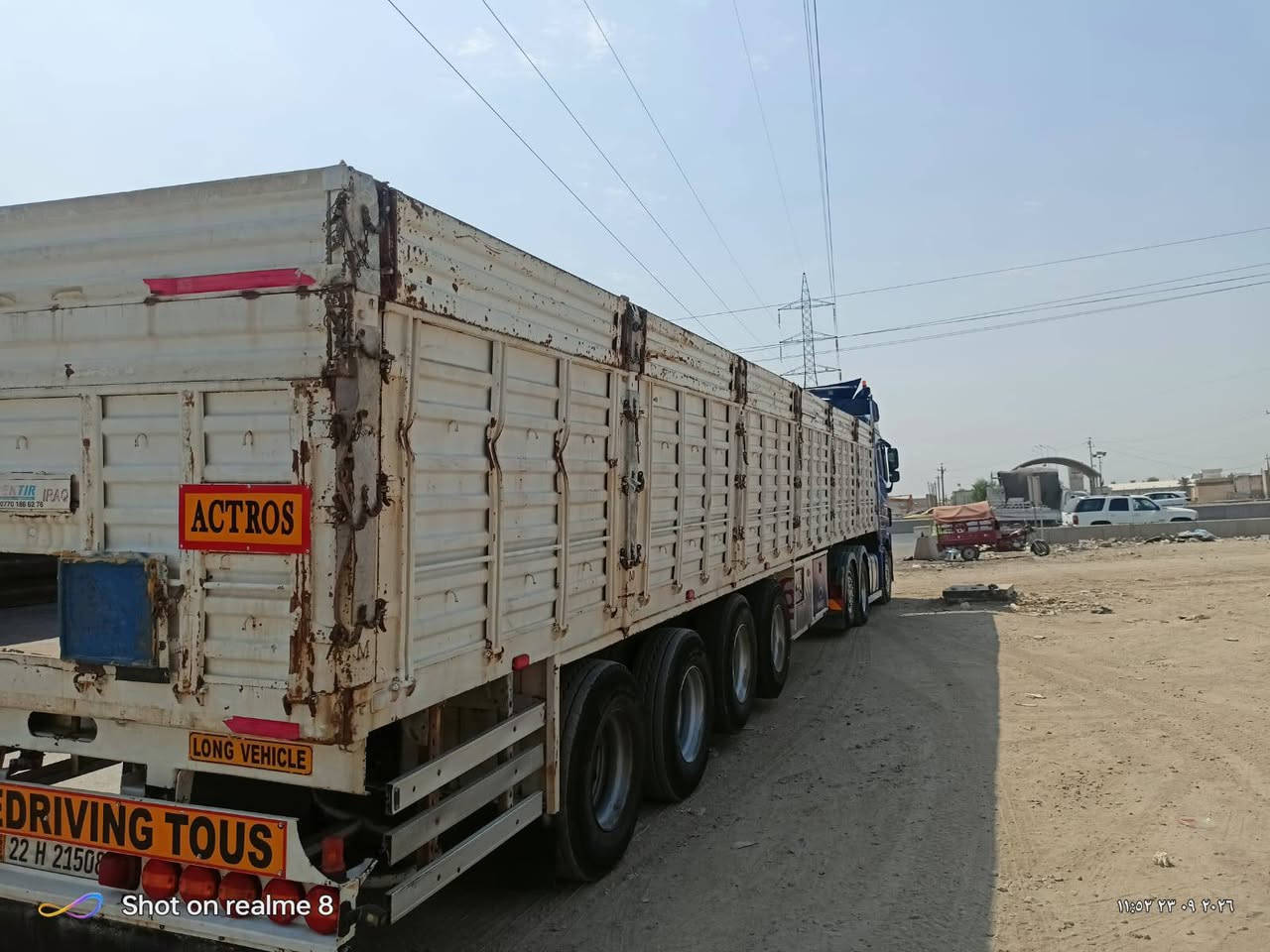 تريله عراق 4 محاورفصخ وربط سليمانيه  عربانه تركيه
طخم تايرات السعر 200 وبيها مجال
***********
***********

نص مكتوب في الصور:
- Shot on realme 8 11:52 23 09 2026
- Shot on realme 8 11:05 ٢٣ ٠٩ ٢٠٢٦
- Shot on realme 8 11:50 23 09 2026
- Shot on realme 8
- ١١:٥٠ ٢٣ ٠٩ ٢٠٢٦
- ١١:٥١ ٢٣ ٠٩ ٢٠٢٦