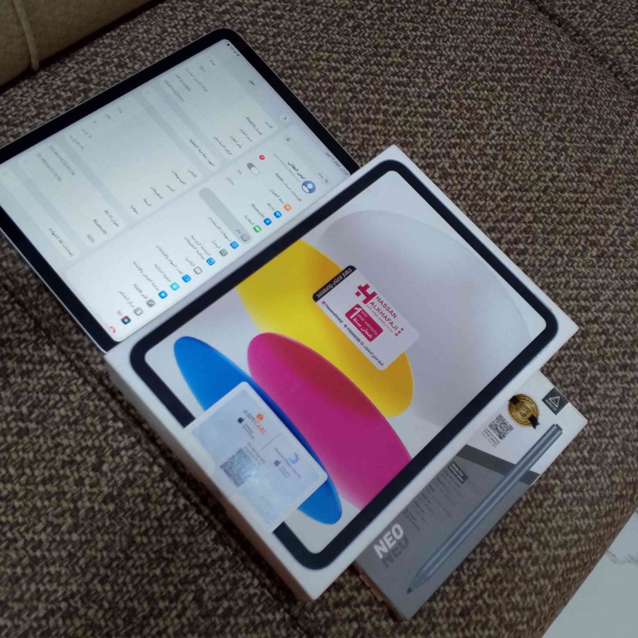 📱 للبيع iPad 10 – نظيف جداً ✨
للبيع iPad الجيل العاشر (iPad 10) بحالة نظيفة جداً، جاهز للفحص والتجربة.
🔹 السعة: 64GB
🔹 الجهاز: نظيف جداً
🔹 الملحقات كاملة 📦
🔹 قلم أصلي من شركة عين الفهد ✍️
🔹 شاحن Anker أصلي 🔌
🔹 الجهاز ويا علبته وملحقاته
💰 السعر: 380 ألف
📍 العنوان: بابل – الحلة – أبي غرق
📞 للتواصل: ***********
الجهاز على نظافته، والفحص للجادين.
غير متوفر توصيل

نص مكتوب في الصور:
- حول iPad < الاسم إصدار iPadOS 26.5 اسم الطراز iPad (الجيل العاشر) رقم الطراز MPQ03AB/A الرقم التسلسلي KM9T4XQWWV انتهت صلاحية التغطية الأغاني ٠ الفيديوهات ٢٣٤ الصور ٥٩٣ التطبيقات ٤ السعة ٦٤ غ.ب. متوفرة ٤٣,٢٩ غ.ب. عنوان Wi-Fi CC:4B:04:C5:AD:2B Bluetooth CC:4B:04:C1:75:9D SEID إعدادات ثقة الشهادة ٩:٤٩ م ٠ ٥ ١١:٤٣ م الثلاثاء ٢٢ أيلول بحث ٧ ايمن الطائي حساب Apple و iCloud والمزيد اقتراحات حساب Apple نمط الطيران Wi-Fi Bluetooth البطارية عام تسهيلات الاستخدام البحث الشاشة الرئيسية ومكتبة التطبيقات الكاميرا تعدد المهام والإيماءات خلفية الشاشة شاشة العرض والإضاءة قلم Apple مركز التحكم Siri