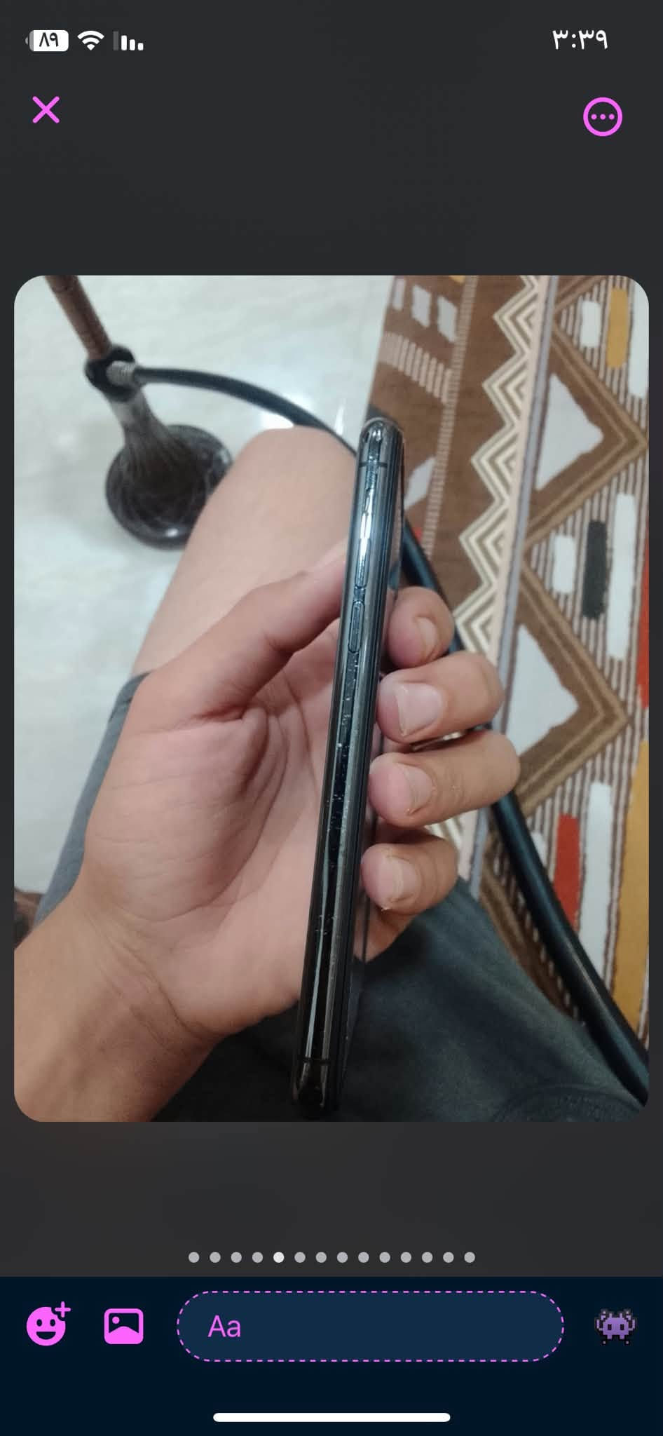 ‏iPhone X عادي الذاكرة 64 البطارية 77 الجهاز مدى الشاشة ‏فطر بسيط وضحى والجهاز كل شيء ما ‏مبدل ‏السعر 100 وبي مجال ***********￼￼

نص مكتوب في الصور:
- ٣:٣٦ عام حول الشبكة Asiacell الأغاني . الفيديوهات ٥٠ الصور ١٠٠ التطبيقات ١١ السعة ٦٤ غ.ب. متوفر ٤٠,٣٢ غ.ب. شركة الاتصالات Asiacell 54.0 عنوان Wi-Fi F0:98:9D:7B:A0:81 Bluetooth F0:98:9D:7B:A0:82 IMEI 35 304209 214137 8 ICCID 8996405005227980407 البرنامج الثابت للمودم 6.01.02 SEID
- ٣:٣٧
- البطارية
- حالة البطارية والشحن
- رسالة مهمة حول البطارية
- حالة بطاريتك متدنية جدا. يمكن أن يبدل أحد مزودي خدمة Apple المعتمدمين البطارية لاستعادة الأداء والطاقة القصويين.
- المزيد عن خيارات الخدمة...
- الحد الأقصى للقدرة
- ٧٧%
- هذا قياس لقدرة البطارية مقارنة بقدرتها عندما كانت جديدة. قد تتسبب القدرة المنخفضة بتقليل ساعات الاستخدام بين عملية الشحن والأخرى.
- أقصى قدرة للأداء
- تدعم بطاريتك حاليا الأداء الطبيعي وقت الذروة.
- شحن البطارية المحسن
- للحد من استنزاف عمر البطارية، يتعلم الـ iPhone من عادات الشحن اليومية، بحيث ينتظر ولا يتجاوز ٨٠% حتى يحين موعد حاجتك إلى استخدامه.
