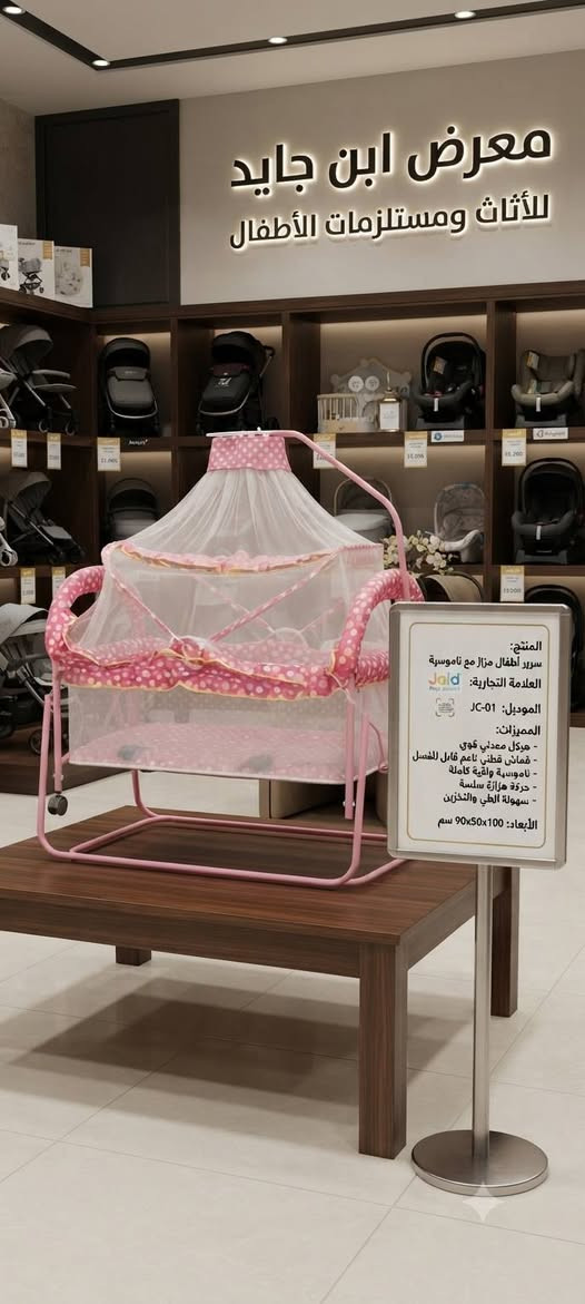 ⚡ عالم الطفل السعيد بين إيديك! 🧸🚗
​نوفر لطفلك كل وسائل الراحة والترفيه والوناسة بأجود الخامات وأرقى الماركات العالمية، وبأسعار تنافسية تناسب كل عائلة!
​كل ما يحتاجه طفلك لنموه ولعبه وراحته تلاقيه يمنا بـ معرض ابن جايد:
​🛏️ كاروك ومهد: نوم هادئ ومريح يضمن لطفلك الراحة التامة والأمان طوال الليل.
​🚶 حجلة (مشاية أطفال): لتشجيع طفلك على الخطوات الأولى بكل ثقة وثبات.
​🚗 سيارات الأطفال الشحن: المتعة الحقيقية والسرعة الآمنة لصغارك بحركات تفاعلية ممتعة.
​🚲 باسكل ثلاثي ودراجات: لتعزيز نشاط وحيوية طفلك وبناء مهاراته الحركية.
​🎪 مرجوحة (أرجوحة): أوقات من المرح والضحك لا تنتهي داخل البيت أو الحديقة.
​🛴 سكوتر: التوازن والسرعة بأحدث التصاميم العصرية المناسبة لكل الأعمار.
​📍 النجف الأشرف
📞 للحجز والاستفسار، تواصل معنا فوراً على الرقم: ***********
​✨ معرض ابن جايد.. دلال طفلك يبدأ من عدنا! 🌟

نص مكتوب في الصور:
- معرض ابن جايد للأثاث ومستلزمات الأطفال
- معرض ابن جايد للأجهزة المنزلية والألعاب معرض ابن جايد للأجهزة المنزلية والألعاب $200
- معرض ابن جايد
- EBN JAYED SHOWROOM
- مواصفات المنتج /
- Product Specifications
- • المادة:
- خشب طبيعي عالي الجودة
- • قضبان أمان:
- تصميم مباعد آمن
- • مراتب مريحة:
- حشوة إسفنجية ناعمة
- • تصميم متين:
- هيكل قوي وثابت
- • لون طبيعي:
- لمسة نهائية غير سامة
- معرض ابن جايد للأجهزة المنزلية والإلكترونيات
- معرض ابن جايد للأجهزة
- معرض أبن جايد IBN JAYID GALLERY دراجة أطفال سوبر بايك (Super Bike) المواصفات الرئيسية: المقاس: 12 بوصة (مناسب لعمر 3-5 سنوات) اللون: أخضر زاهي مع رسومات لهب صفراء على المقعد الهيكل: فولاذي متين وقوي الملحقات: سلة أمامية بلاستيكية خضراء، عجلات تدريب (طبتبات) قابلة للإزالة، ومقعد خلفي مع مسند الأمان: حماية كاملة للسلسلة، عجلات ملونة متينة التصميم: تصميم رياضي "سوبر بايك" عصري وجذاب الاستخدام: تعلم ركوب الدراجات بثقة وأمان متوفر الآن في معرض ابن جايد