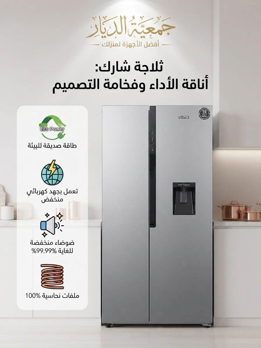 ببيتك عامر بكل جديد.. مع "جمعية الديار للأجهزة الكهربائية" ⚡🏡
لانحتاج أحياناً سوى لمسة عصرية واحدة لنغير تفاصيل حياتنا اليومية ونزيد من راحتنا. في جمعية الديار، نجمع لك أرقى وأحدث الأجهزة المنزلية التي تحتاجها عائلتك، وبأفضل الأسعار وأنظمة الدفع التي تناسب ميزانيتك.
✨ ماذا نُقدم لك؟
 أجهزة منزلية متكاملة: تشمل الشاشات الذكية، الثلاجات، الغسالات، ومكيفات الهواء بأحدث التقنيات وأفضل الماركات العالمية.
 تنوع يرضي تطلعاتك: كل ما تحتاجه لتجهيز مطبخك أو صالة منزلك تجدونه في مكان واحد وبأعلى جودة.
 عروض حصرية ومستمرة: تخفيضات تنافسية تناسب الجميع على مدار العام.
💳 تسهيلات وعروض التقسيط:
لأن راحتكم تهمنا، نوفر لك أنظمة تقسيط مريحة ومرنة تتيح لك اقتناء ما تحتاجه اليوم والدفع على فترات ميسرة، لتجهيز منزلك بكل دلال ودون أي عناء مادي.
💡 لماذا "جمعية الديار" خيارك الأول؟
 أجهزة أصلية ومضمونة 100%.
 أسعار تنافسية تلبي كافة الاحتياجات.
 خدمة عملاء راقية ودعم مستمر للإجابة عن كل استفساراتكم.
📞 تسوق معنا الآن واجعل منزلك ينبض بالحياة!

نص مكتوب في الصور:
- جمعية الديار
- أناقة وأداء متميز لمنزلك
- تقنية التبريد السريع
- ضمان لمدة 3 سنوات 3
- جمعية الديار أفضل الأجهزة لمنزلك ثلاجة شارك: أناقة الأداء وفخامة التصميم Eco Power طاقة صديقة للبيئة تعمل بجهد كهربائي منخفض ضوضاء منخفضة للغاية 99.99% ملفات نحاسية 100%
- جَمْعِيَّةُ الدَّيَّانِ أفضل الأجهزة لحفظ طعامك وفر الطاقة واحتفظ بالنضارة مع مجموعتنا الجديدة من الفريززات
- جمعيّة الدّيار فخامة الأداء في مطبخك مع Aleryan مع المرمر . شعلات عالية الكفاءة نظام أمان كامل إشعال ذاتي مؤقت رقمي سطح سهل التنظيف
- جمعية الديار أجهزة مطبخ متكاملة: دقة وأناقة - تقنية تسخين متطورة - سعات مختلفة تناسب عائلتك - تصميم عصري ومتين - ضمان الجودة
- جمعية الديار غسالة أريتون: قوة قوة الأداء، وسعة المستقبل
- جمعية الديار جمعية الديار جودة تشبهها .. وأسعار تناسب الجميع أجهزة ذكية لحياة أسهل وأنظف ضمان 12 شهر M.NEWAL Steam Cleaner مواصفات جهاز التنظيف بالبخار (M.NEWAL Steam Cleaner) القدرة: 1100 واط ضغط البخار: 3 بار عدد الملحقات: 10 قطع تنظيف متعدد الاستخدامات قتل %99.9 من البكتيريا ضمان : 12 شهر M.NEWAL Robot Vacuum Cleaner مواصفات المكنسة الذكية (M.NEWAL TESLA VAC-3630) جودة عالية ضمان 12 شهر خدمة ما بعد البيع تسوق الآن من جمعية الديار
- جمعيّة الدّيار
- أنظمة أمان متكاملة لمنزلك وعملك