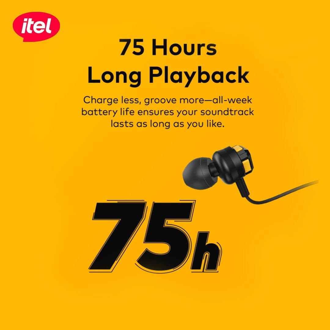 ⚡️ سماعة الرقبة itel Wireless N500 – بطارية خيالية تدوم 75 ساعة!
🚀 المميزات والمواصفات:

🔹 بطارية جبارة (75 ساعة): استمتع بوقت تشغيل خيالي يصل إلى 75 ساعة متواصلة من الاستماع والمكالمات، مما يغنيك عن الشحن المتكرر لأيام طويلة.

🔹 مكالمات فائقة الوضوح: تضمن لك صوتاً نقياً وصافياً أثناء المكالمات الهاتفية بفضل تقنية الصوت المدمجة (Clear Calls with Speaker).

🔹 تصميم مريح ومرن: طوق الرقبة مصمم بمرونة عالية (Flexible and Comfortable-Fit) ليناسب شكل الرقبة ويوفر راحة تامة عند ارتدائه طوال اليوم.

🔹 ثبات عالي ومضاد للانزلاق: تتميز بتصميم مانع للانزلاق (Anti-Slip Design) يحافظ على ثبات السماعة أثناء المشي أو الحركة.

🔹 ضمان حقيقي: تأتي مع ضمان رسمي لمدة 12 شهراً مدعوم من خدمة Carlcare، مما يضمن لك جودة وعمر المنتج.

🔹 شكل عصري وأنيق: تصميم مميز باللونين الأسود والأصفر يضفي لمسة رياضية وعصرية تناسب مختلف الأذواق.

اقم *********** 
📦 السعر: 15 الف !
