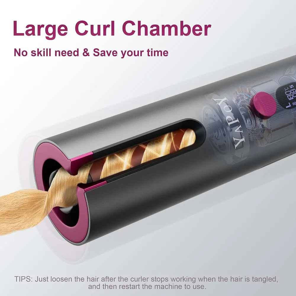 YAPOY Cordless Automatic Hair Curler Rechargeable Auto Curlers with 5 Temps & Timers, Heat Insulation Chamber, LCD Screen, Auto Shut-Off, Suitable for Short & Long Hair Styling - Grey&Magenta

)
ئامێری YAPOY Wireless Auto Hair Curler (Model YB100) یەکێکە لە باشترین و ئاسانترین ئامێرەکانی لۆلەکردنی قژ بە شێوازێکی ئۆتۆماتیکی و بێ وایەر.
## 🌟 لۆگۆ و شێوازی دیزاین

* لۆگۆ: ناوی براندەکە YAPOY بە ڕەنگی زیوی لەسەر جەستەی ئامێرەکە نەخشێنراوە.
* ڕەنگ: ڕەنگی خۆڵەمێشی تۆخ (Grey) لەگەڵ پەمەیی تۆخ (Magenta).

## 📺 هێماکانی سەر شاشەی LCD

* L / R (ئاراستە): هێمای L بۆ لۆلەکردن بەرەو چەپ، هێمای R بۆ لۆلەکردن بەرەو ڕاست.
* پلەی گەرمی: نیشاندانی گەرمی ئامێرەکە (لە نێوان 160°C بۆ 200°C).
* چرکە (s): کاتی مانەوەی قژەکە لە ناو ئامێرەکە (6s بۆ 14s).
* 🔋 پاتری: نیشاندانی ڕێژەی شەحنی پاترییە 5200mAh کە پێویستی بە وایەری کارەبا نییە لە کاتی ئیشکردندا.

## ⚙️ تەرتیبات و ڕێکخستنی گەرمی و کات

* قژی زیانپێکەوتوو: 160°C | 6 بۆ 8 چرکە (شەپۆلی زۆر نەرم)
* قژی تەنک و نەرم: 180°C | 8 بۆ 10 چرکە (لۆلەی سروشتی)
* قژی ئاسایی: 180°C | 10 بۆ 12 چرکە (لۆلەی ڕێک و دیار)
* قژی ئەستوور و خەست: 200°C | 14 چرکە (لۆلەی توند و کێرلی تەواو)

## 📝 هەنگاوەکانی بەکارهێنان

   1. داگیرساندن: دوگمەی سەرەکی (Power) بۆ ماوەی 3 چرکە داگرە.
   2. ڕێکخستن: دووبارە دەست بنێ بە دوگمەی سەرەکیدا، پاشان بەو دوگمە بچووکەی تر پلەی گەرمی، کات، و ئاراستەی (L/R) دیاری بکە.
   3. دانانی قژ: تاڵێکی تەنک لە قژت بخە ناو ئەو بەشەی کە شێوەی U یە.
   4. لولەکردن: دوگمەی گەورەی GO داگرە و بەردەوام بە لە گرتنی تا ئەو کاتەی دەنگی بیپ (Beep) نامێنێت، پاشان قژت بە نەرمی بێنە دەرەوە.

------------------------------
## 📑 اللغة العربية (Arabic)
جهاز YAPOY Wireless Auto Hair Curler (Model YB100) هو أحد أفضل وأسهل الأجهزة لتجعيد وتجفيف الشعر تلقائياً وبدون أسلاك.
## 🌟 الشعار والتصميم

* الشعار: اسم العلامة التجارية YAPOY محفور باللون الفضي الأنيق على جسم الجهاز.
* الألوان: يأتي باللون الرمادي الغامق (Grey) مع لمسات باللون الوردي (Magenta).

## 📺 رموز شاشة الـ LCD

* L / R (الاتجاه): الرمز L يعتني بلف الشعر نحو اليسار، والرمز R يعني نحو اليمين.
* درجة الحرارة: تعرض حرارة الجهاز الحالية (بين 160°C و 200°C).
* الثواني (s): تعرض مؤقت بقاء الشعر داخل الجهاز (من 6 إلى 14 ثانية).
* 🔋 البطارية: توضح مستوى شحن البطارية القوية بقوة 5200mAh والتي تعمل لاسلكياً بالكامل.

## ⚙️ الإعدادات الموصى بها حسب نوع الشعر

* شعر تالف: 160°C | من 6 إلى 8 ثوانٍ (تموجات خفيفة وواسعة)
* شعر ناعم/خفيف: 180°C | من 8 إلى 10 ثوانٍ (تموجات طبيعية ومرنة)
* شعر عادي: 180°C | من 10 إلى 12 ثانية (خصلات ملفوفة وواضحة)
* شعر سميك/كثيف: 200°C | 14 ثانية (خصلات كيرلي متماسكة جداً)

## 📝 خطوات الاستخدام بالتفصيل

   1. التشغيل: اضغطي مع الاستمرار على زر الطاقة (Power) لمدة 3 ثوانٍ.
   2. الضبط: اضغطي على زر الطاقة مرة أخرى لتحديد (الحرارة، الاتجاه، الوقت) وقومي بتغيير القيم بالزر الصغير.
   3. وضع الشعر: خذي خصلة صغيرة من الشعر وضعيها داخل الفتحة التي على شكل حرف U.
   4. اللف التلقائي: اضغطي مع الاستمرار على زر GO الكبير، ولا تتركي الزر حتى يتوقف صوت الصفير (Beep) تماماً، ثم اسحبي الخصلة بلطف.

ئایا دەتەوێت زانیاری زیادە لەسەر شێوازی پاککردنەوەی ئەم ئامێرە بزانیت، یان دەتەوێت کاتژمێری کارکردنی پاترییەکەت بۆ دیاری بکەم؟
هل تودين معرفة طريقة تنظيف الجهاز أو الاستفسار عن مدة عمل البطارية بعد الشحن؟ السليمانية, العراق

نص مكتوب في الصور:
- Large Curl Chamber No skill need & Save your time TIPS: Just loosen the hair after the curler stops working when the hair is tangled, and then restart the machine to use.
- 5 Ajustable Temperatures & Timer 6S 160°C 8S 170°C 10S 180°C 12S 190°C 14S 200°C Suitable for All Hair Styles Damaged Hair: 160°C/320°F 6/8S Soft/Fine Hair: 180°C/356°F 8/10S Normal Hair: 180°C/356°F 10/12S Coarse/Thick Hair: 200°C/392°F 14S
- Ours Auto curling, easy to use Anti-scald design The curler last all day Long battery life Others Manual curling, skills required Easily burns facial skin Doesn't keep the curl long at all Short cord, hard to operation & carry
- Cordless Automatic Hair Curler Ant-scald Temperature control Easy to carry Automatic curlimg Type-c Charging 5200mAh Battery