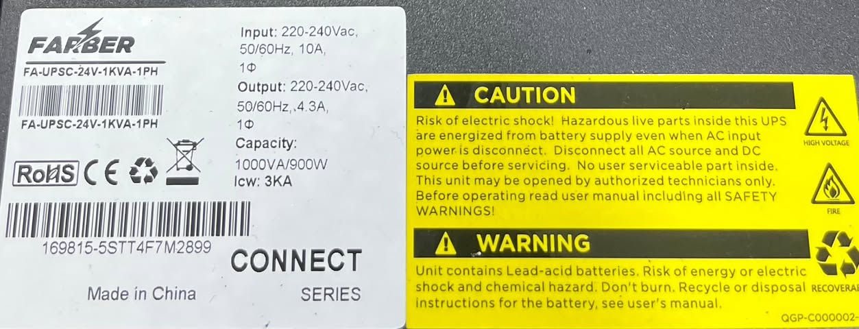 للبيع UPS online 1kv مستخدم فاربر FARBER
استخدام قليل و شغال بشكل جيد بدون مشاكل
غير مفتوح للصيانه ومبدل بطاريات اصليه جديده 2026
قدرة التجهيز 900 واط كافي لتشغيل شاشة + جهاز ps5 
تثبيت فولتية الكهرباء عند اي انخفاض او ارتفاع في الكهرباء ضمان فحص. السعر 180 الف دينار
للاستفسار مراسله خاص او الاتصال ***********
