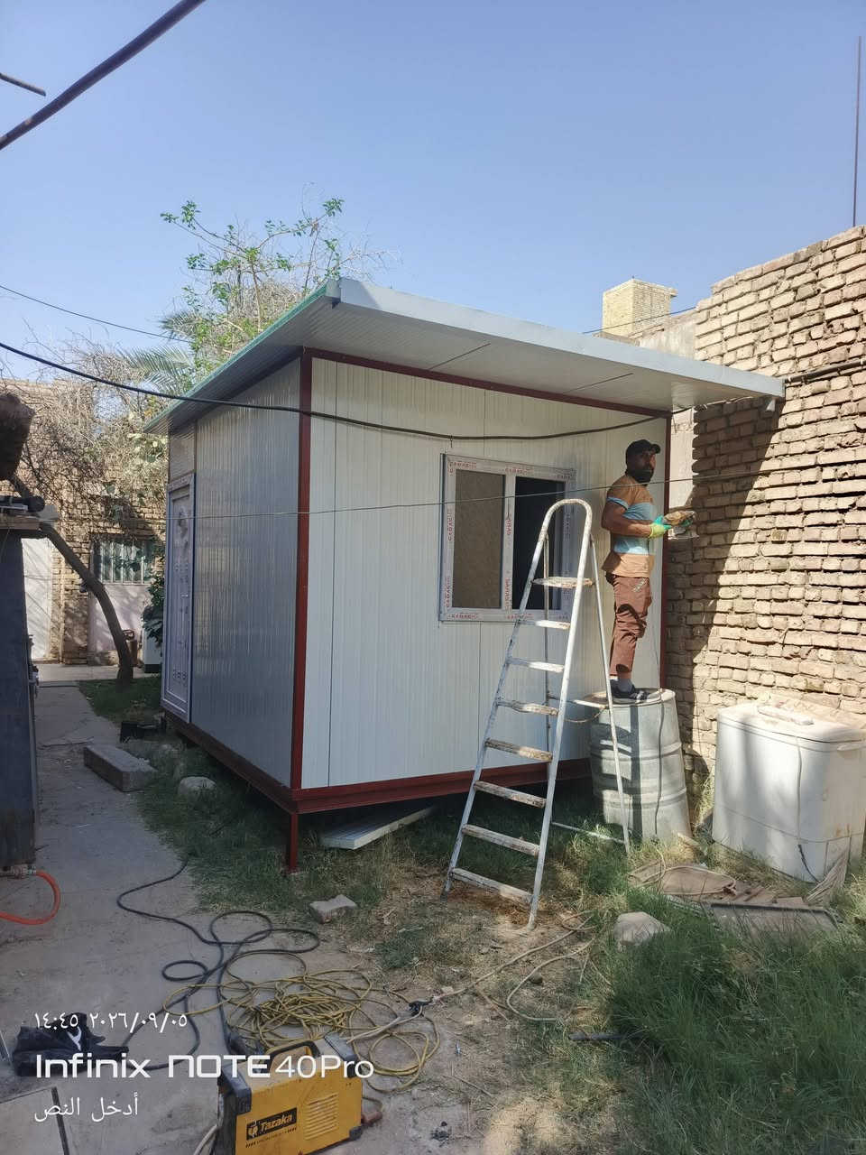 ( معمل الروان لساندويش بنل) لسنا الوحيدون لكننا الافضل 
اقل كلفه من البناء وسرعة التسليم عمل 
عمل كافه انواع كرفانات والغرف والقاعات والبيوت من
السندويج البنل عمل طابق او طابقين من السندويج بنل   سعر المتر (27) ألف والمقاوم للحريق 35الف
ضمن البوب والشبابيك  وكهرباء
وعمل كافه انواع السقوف الثانويه الجدار سعر المتر (12) الف نوع pvc بلاستك 
للتصال او اتساب
 ***********واتساب
‏‪***********‬‏واتساب‏‪

نص مكتوب في الصور:
- ١٦:٤٩ ٢٠٢٦/٠٩/٠٥
- Infinix NOTE 40 Pro
- أدخل النص
- ١٤:٤٥ ٢٠٢٦/٠٩/٠٥
- ١٤:٤٥ ٢٠٢٦/٠٩/٠٥ Infinix NOTE 40 Pro أدخل النص
- Infinix NOTE 40Pro