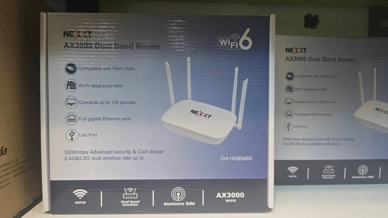 🔥🔥 وصل العملاق NEXXT AX3000 🔥🔥
🚀 Wi-Fi 6 + سرعة AX3000
إذا تعبت من الراوترات الضعيفة والتقطيع مع كثرة الأجهزة… هذا الجهاز إلك! 😎
📡 NEXXT AX3000 Wi-Fi 6 ⚡ سرعة Wi-Fi نظرية تصل إلى 3000Mbps 📶 Dual Band 2.4GHz + 5GHz 🚀 5GHz بسرعة تصل إلى 2402Mbps 📡 2.4GHz بسرعة تصل إلى 574Mbps 📲 يتحمل عدد كبير من الأجهزة المتصلة 🎮 مناسب للألعاب والبلايستيشن 📺 ممتاز للـ4K Streaming والـSmart TV 💻 مناسب للبيت والمكتب 🌐 منافذ Gigabit للاتصالات السلكية السريعة 📡 4 هوائيات خارجية 🔥 يدعم تقنيات MU-MIMO + OFDMA + Beamforming 🔐 أمان Wi-Fi حديث
💥 والأهم: إذا كانت نسخة ONT/XPON، تستلم الفايبر مباشرة بالجهاز وتجمع الفايبر + الراوتر + Wi-Fi 6 بجهاز واحد، بدون الحاجة إلى تحويلة ONT منفصلة*.
✅ شكل أنيق ✅ أداء قوي ✅ Wi-Fi 6 ✅ مناسب للسرعات العالية ✅ حل عملي للبيوت والمكاتب
📍 متوفر لدى مكتب الدقة للكاميرات والإنترنت 📲 واتساب: ***********
🔥 لا تبدّل راوتر… بدّل مستوى الإنترنت كله!
*التوافق مع خط الفايبر يعتمد على نوع شبكة شركة الإنترنت وإعداداتها.
