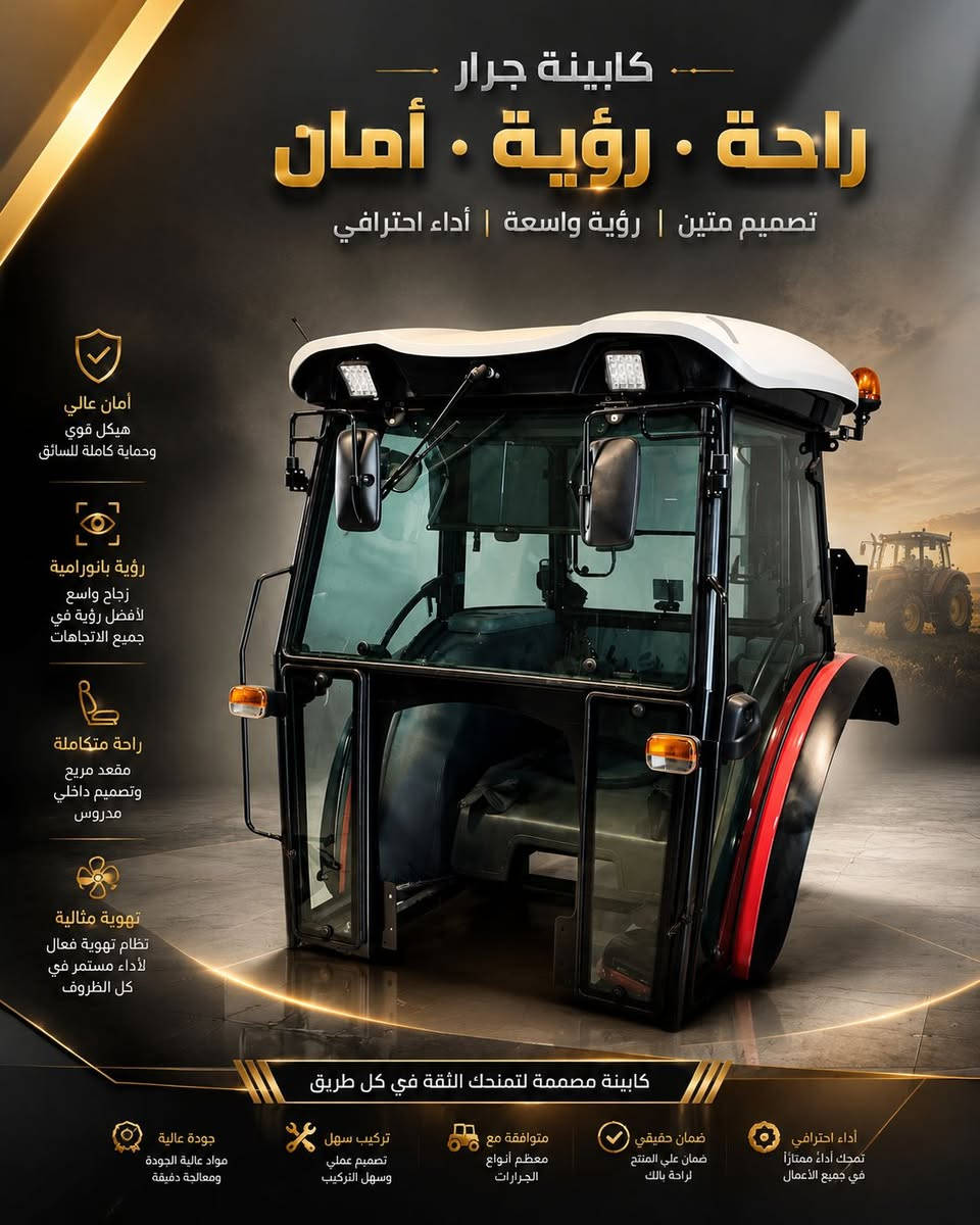 🚜 كابينة جرار للبيع بحالة ممتازة 🚜
كابينة مرتبة وأنيقة، مجهزة بكل ما يوفر الراحة والحماية للسائق أثناء العمل 🌾

✨ زجاج كامل
✨ سقف علوي
✨ مرايا جانبية
✨ إنارة وإشارات
✨ تبريد داخل الكابينة ❄️
✨ مسجل صوت 🎵
✨ تصميم عملي ومتين
✨ حالة ممتازة ونظيفة

💰 السعر مناسب وقابل للتفاوض للجادين

📞 للاستفسار والتواصل:
***********

🔥 كابينة تجمع بين الراحة، الأمان والأناقة… جاهزة للتركيب والعمل 🚜🌾
