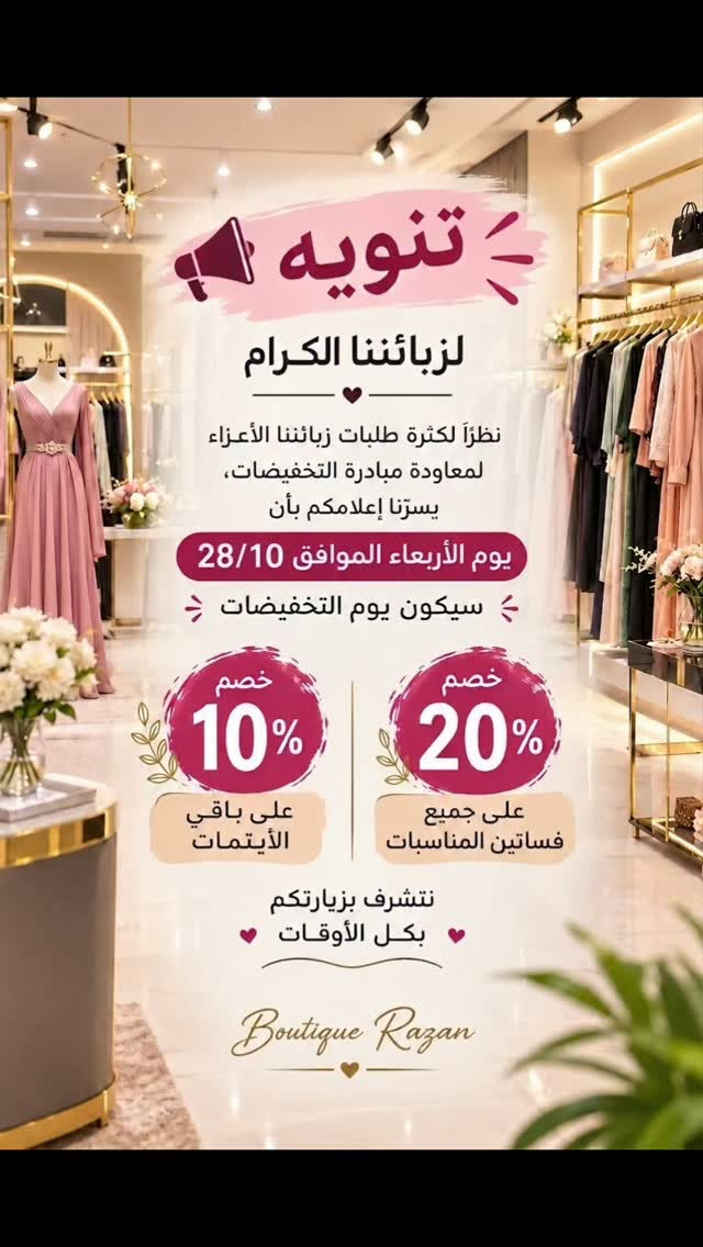 كربلاء شارع السناتر • فساتين مناسبات • خصم ٢٠٪
