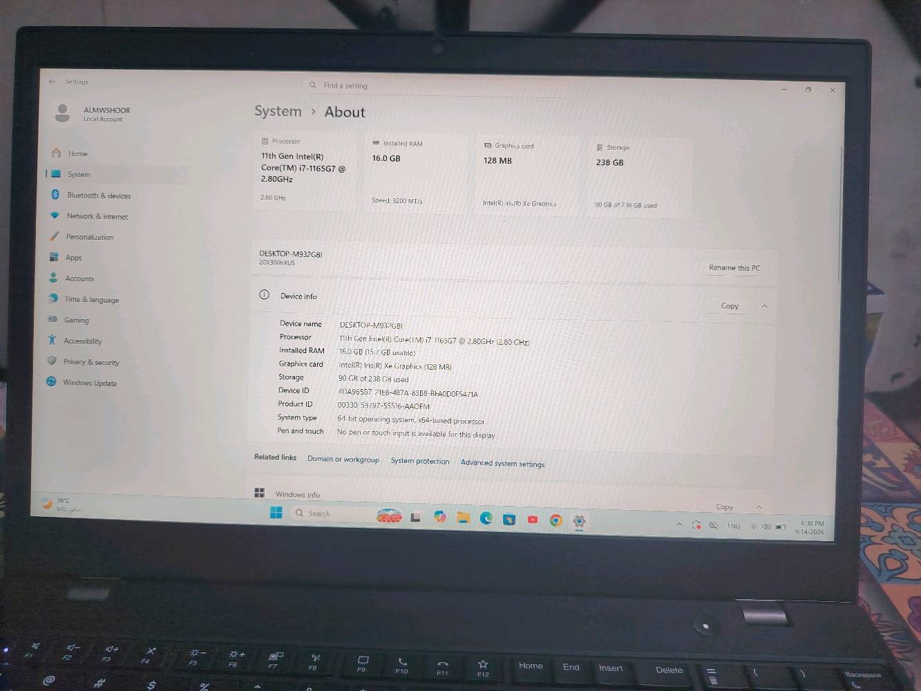 السلام عليكم، لابتوب  نظيف جداLenovo ThinkPad L15 للبيع مستعمل لمدة سنة، المواصفات:
الجيل 11 
Corei7
256 GB SSD
16 GB
السعر 390 الف هو ومستلزماته المعروضة

الموقع :بغداد الحرية

للتواصل الرقم التالي:***********