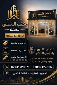 ✨ أهلاً بكم في مكتب الأسس للعقار 🏡✨ تتوفر لدينا قطع أراضي بمساحات مختل...