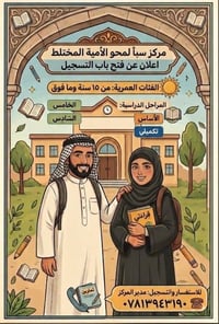 محو الأمية • تسجيل مفتوح • ١٥ سنة فما فوق