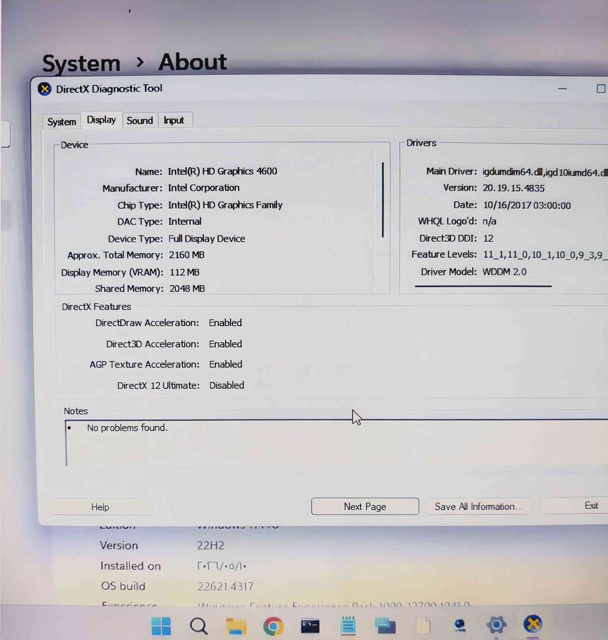 💻 Fujitsu LIFEBOOK E734 | Core i5
🔥 لابتوب Fujitsu عملي وأنيق بحالة جيدة، جاهز للاستخدام
السعر 150 الف 
المواصفات:
🔹 الماركة: Fujitsu
🔹 الموديل: LIFEBOOK E734
🔹 المعالج: Intel Core i5-4300M
🔹 سرعة المعالج: 2.60GHz
🔹 التخزين: 256GB SSD ⚡
🔹 كرت الشاشة: Intel HD Graphics 4600
🔹 النظام: Windows 11 Pro 64-bit
🔹 الشاشة: 13.3 بوصة
🔹 الكيبورد: عربي + إنكليزي
🔹 الاتصال: Wi-Fi + Bluetooth
🔹 المنافذ: USB 3.0 + USB + HDMI + VGA + LAN + قارئ بطاقات
🔹 الكاميرا: موجودة
🔹 يأتي مع: ماوس لاسلكي 🖱️ مع حقيبة 
🔹 التخزين SSD يعطي سرعة عالية في تشغيل الويندوز والبرامج.
مناسب لـ:
الدراسة 🎓 | العمل 💼 | الإنترنت 🌐 | الأوفيس | البرمجة | المحاسبة | البرامج اليومية
📌 مشكلة بعص ازرار الكيبورد لا تعمل ممكن استخدام كيبورد خارجي او الخاص بالوندوز
***********
https://wa.me/message/Y44IANJ3LM3TN1

نص مكتوب في الصور:
- System > About DESKTOP-Q6EP822 LIFEBOOK E734 Device specifications Device name DESKTOP-Q6EP822 mooq Processor Intel(R) Core(TM) i5-4300M CPU @ 2.60GHz 2.60 GHz Installed RAM 8.00 GB (7.90 GB usable) Device ID AE78E16F-88CA-4CBE-AC13-0EC10D35CDDC Product ID 00330-80000-00000-AA363 System type 64-bit operating system, x64-based processor Pen and touch No pen or touch input is available for this display Related links Domain or workgroup System protection Advanced system settings Windows specifications Edition Windows 11 Pro Version 22H2 Installed on 10/19/2023 OS build 22621.4317 Experience Windows Feature Experience Pack 1000.22700.1041.0 vivo X100 Ultra | 23mm f/1.75 1/104s ISO178 19:37 .2026/09/18
- System > About DirectX Diagnostic Tool System Display Sound Input Device Name: Intel(R) HD Graphics 4600 Manufacturer: Intel Corporation Chip Type: Intel(R) HD Graphics Family DAC Type: Internal Device Type: Full Display Device Approx. Total Memory: 2160 MB Display Memory (VRAM): 112 MB Shared Memory: 2048 MB DirectX Features DirectDraw Acceleration: Enabled Direct3D Acceleration: Enabled AGP Texture Acceleration: Enabled DirectX 12 Ultimate: Disabled Drivers Main Driver: igdumdim64.dll, igd10iumd64.dll Version: 20.19.15.4835 Date: 10/16/2017 03:00:00 WHQL Logo'd: n/a Direct3D DDI: 12 Feature Levels: 11_1,11_0,10_1,10_0,9_3,9_2,9_1 Driver Model: WDDM 2.0 Notes No problems found. Help Next Page Save All Information... Exit Version 22H2 Installed on 2022-10-14 OS build 22621.4317 Experience Windows Feature Experience Pack 1000.22700.1041.0