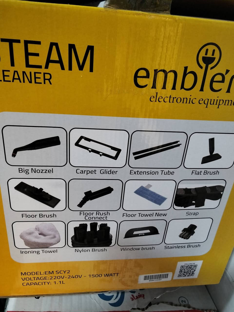 السلام عليكم للبيع  جهاز تنظيف بالبخار (Steam Cleaner) من شركة Emblem، موديل EM SCY2.
السعة: 1.1 لتر
القدرة: 1500 واط
يطلع بخار حار للتنظيف.
حسب العلبة يُستخدم للأرضيات، المطبخ، والحمام وبعض الأسطح.
ممكن يساعد على إزالة الأوساخ والدهون باستخدام البخار.للبيع 
جديدة استعمال قليل جداً 
الاستفسار ***********
الموقع بغداد الزعفرانية
