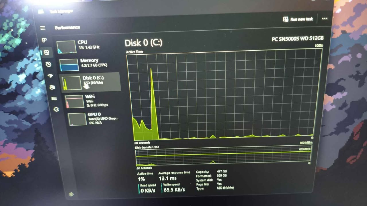 للبيع: لاب توب Dell Vostro 15 3510 – مواصفات عالية وجيل حديث جداً
​الجهاز بحالة ممتازة ونظيف جداً، مثالي للبرمجة، العمل الثقيل، وطلاب الهندسة والحاسبات.
​المعالج: Intel Core i7 (الجيل الـ 13)
​الرام: 16GB DDR4
​الهارد: 512GB SSD NVMe (سريع جداً بالتشغيل ونقل البيانات)
​الشاشة: 15.6 بوصة FHD بدقة عالية ومقاومة للانعكاس
​الملحقات: الشاحن الأصلي
​الحالة: خالي من أي مشاكل أو عيوب فنية، وشغال بكفاءة 100%.
السعر:820000 دينار (بيه مجال بسيط للجادين).
المكان / التواصل: [***********]. بغداد, العراق

نص مكتوب في الصور:
- Task Manager
- Run new task
- CPU
- 2% 2.47 GHz
- Memory
- 4.2/7.7 GB (55%)
- Disk 0 (C:)
- SSD (NVMe)
- 1%
- WiFi
- S: 0 R: 0 Kbps
- GPU 0
- Intel(R) UHD Grap...
- 0% N/A
- % Utilisation
- 13th Gen Intel(R) Core(TM) i7-1355U
- 100%
- 60 seconds
- Utilisation
- 2%
- Speed
- 1.47 GHz
- Base speed:
- Sockets:
- Cores:
- 1.70 GHz
- 1
- 10
- Processes
- 176
- Threads
- 2344
- Handles
- 78657
- Logical processors: 12
- Virtualisation:
- Enabled
- L1 cache:
- 928 KB
- Up time
- 0:08:55:46
- L2 cache:
- 6.5 MB
- L3 cache:
- 12.0 MB
- ENG
- Performance
- 2% 1.48 GHz
- 4.3/7.7 GB (56%)
- S:0 R: 0 Kbps
- GPU
- Intel(R) UHD Graphics
- 3D
- 0%
- Copy
- Video Decode
- Video Processing
- Shared GPU memory
- 3.8 GB
- GPU Memory
- 0.3/3.8 GB
- Temperature
- N/A
- Driver version:
- Driver date:
- DirectX version:
- Physical location:
- 32.0.101.7085
- 3/3/2026
- 12 (FL 12.1)
- PCI bus 0, device 2, function 0