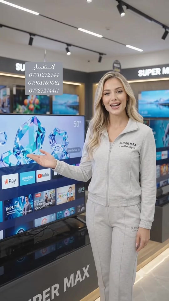 🔥 شاشة حجم 50 سمارت ذكية 🔥 بسعر 277 الف https://www.finora.company/installment-store/super/ 📺 نظام Android ✨ دقة 4K لصورة أوضح وتفاصيل أقوى 🌈 تدعم تقنية HDR 📱 تدعم التطبيقات والإنترنت 🚚 التوصيل مجاناً لباب البيت 📞 للحجز والاستفسار: *********** *********** *********** ⭐ متوفرة حالياً لدى سوبر ماكس للشاشات الذكية
