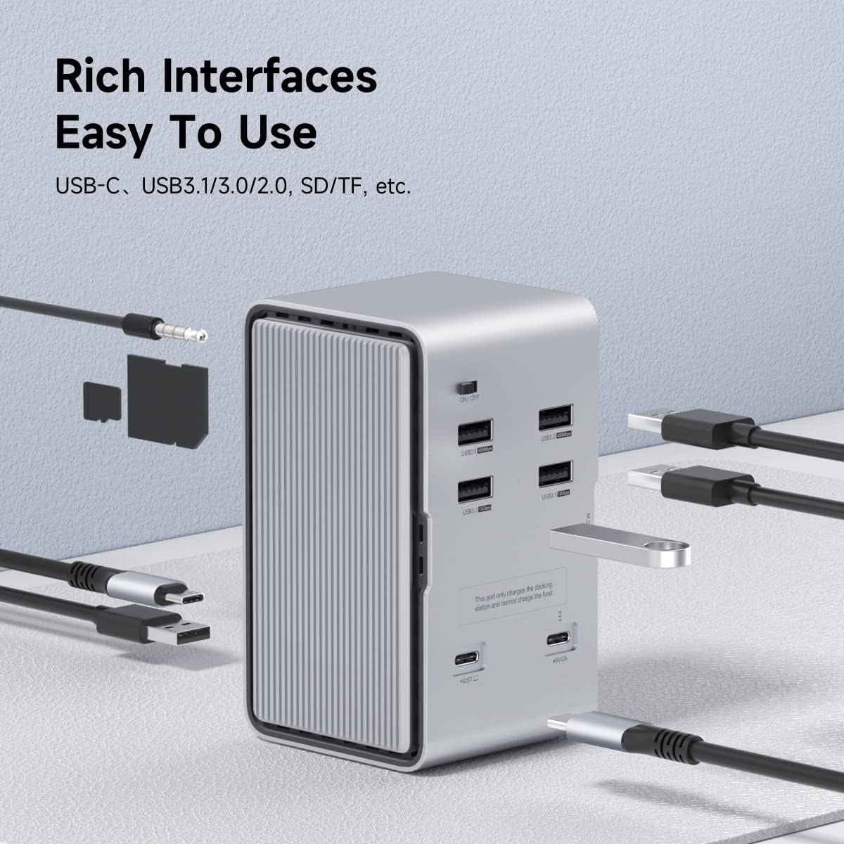 داكينج USB-C • M.2 NVMe • شحن ١٠٠ واط