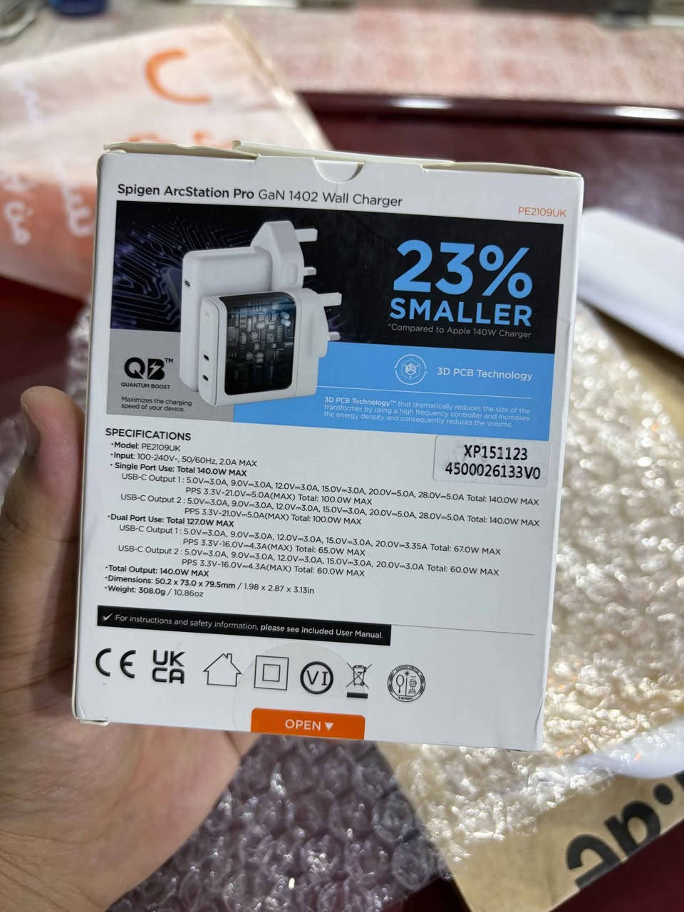 للبيع شاحن Spigen ArcStation Pro GaN 120W الأصلي
الموديل: PE2109UK
SKU: ACH06034
اللون: أبيض
المنفذ: 2x USB-C
القدرة: 120W Max
النوع: GaN (Gallium Nitride)
القابس: UK Plug
الشاحن جديد كلياً بالصندوق وغير مستخدم نهائياً
 مفتوح من الصندوق فقط
المواصفات:
شحن سريع جداً حتى 120 واط
منفذين USB-C
مناسب للابتوبات، التابلت، والموبايلات
يدعم PD / PPS
حجم عملي وكفاءة عالية بتقنية GaN
السعر: 85,000 دينار عراقي
للطلب:
خاص أو واتساب رسائل فقط
*********** بغداد, العراق
