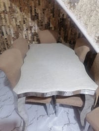 ميز مرمر • ستانلس ستيل • ٦ كراسي