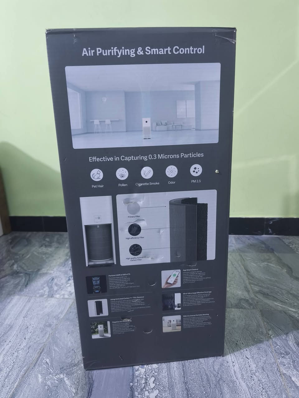 للبيع منقي هواء شاومي الأصلي Xiaomi Smart Air Purifier 4 Pro
الجهاز جديد وغير مستخدم نهائياً، فقط مفتوح من الكرتونة.

المواصفات والمميزات:
• تنقية هواء عالية الكفاءة بنظام فلترة ثلاثي الطبقات.
• يساعد على إزالة الغبار والجسيمات الدقيقة PM2.5 وحبوب اللقاح ووبر الحيوانات الأليفة.
• معدل توصيل الهواء النظيف CADR يصل إلى 500 متر مكعب بالساعة.
• شاشة OLED لعرض جودة الهواء ودرجة الحرارة والرطوبة.
• تحكم ذكي عن طريق تطبيق Mi Home على الهاتف.
• يدعم التحكم الصوتي عبر Google Assistant وAmazon Alexa.
• مناسب للغرف والمساحات الواسعة.
• تصميم أنيق وعملي، مع أوضاع تشغيل متعددة.

الحالة: جديد، غير مستخدم، الكرتونة مفتوحة فقط.

السعر: 300,000 دينار عراقي، قابل للتفاوض بالمعقول.

للمهتمين، ***********
