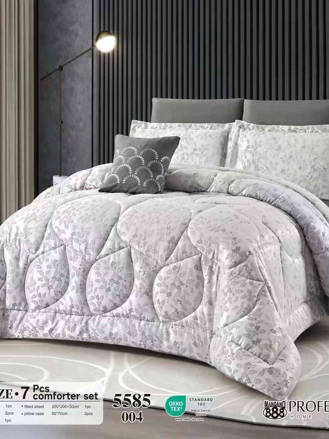 جديد وحصري ل مجمع wana/مفروشات الفردوس
لحاف نفرين 7 قطعة Jacquard ثقيل گيج القماش OEKOTEX
قياس لحاف/ 240+260 King size
قياس شرشف/ 200+200+30 
2 عدد وجه مخدة/ 50+70 Solid 
2 عدد وجه مخدة/ 50+70+5 A 
1 عدد وجه كوشة/ 45+45 embroid
***********
للحجز والاستفسار والتوصيل
#العراق #مفروشات #اثاث #زفاف #اعراس

نص مكتوب في الصور:
- ZE- 7 Pcs comforter set 1pc • fitted sheet 200*200+30cm 1pc 2pcs • pillow case 50*70cm 2pcs 1pc 5585 006 OEKO TEX STANDARD 100 SH025 244155 TESTEX www.oeko-tex.com MANDAND 888 HOME PROFE
- ZE 7 Pcs comforter set 1pc • fitted sheet 200*200+30cm 1pc 2pcs • pillow case 50*70cm 2pcs 1pc 5585 005
- ZE 7 Pcs comforter set 1pc fitted sheet 200*200+30cm 1pc 2pcs pillow case 50*70cm 2pcs 1pc 5585 004 STANDARD 100 SH025 244155 TESTEX www.oeko-tex.com
- 7 Pcs comforter set 1pc fitted sheet 200*200+30cm 1pc 2pcs pillow case 50*70cm 2pcs 1pc 5585 003 OEKO TEX STANDARD 100 SH025 244155 TESTEX www.oeko-tex.com MANDAND 888 HOME PROFE
- ZE • 7 Pcs comforter set 1pc • fitted sheet 200*200+30cm 1pc 2pcs • pillow case 50*70cm 2pcs 1pc 5585 002
- ZE 7 Pcs comforter set 1pc fitted sheet 200*200+30cm 1pc 2pcs pillow case 50*70cm 2pcs 1pc 5585 001 OEKO TEX STANDARD 100 SH025 244155 TESTEX www.oeko-tex.com MANDANO 888 HOME PROFE
- 7 Pcs comforter set 1pc • fitted sheet 200*200+30cm 1pc 2pcs • pillow case 50*70cm 2pcs 5585 006 STANDARD 100 OEKO TEX