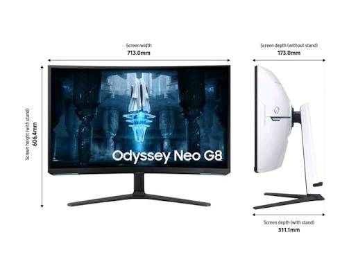 مونتر سامسونج اوديسي 
odyssey neo g8 4k
منحنية 
نوع البانل: va /  microquantum led 
+ HDR 10
4K - 244HZ ممتازة للابلي ٥ برو / العادي والاكسبوكس سيريس اكس