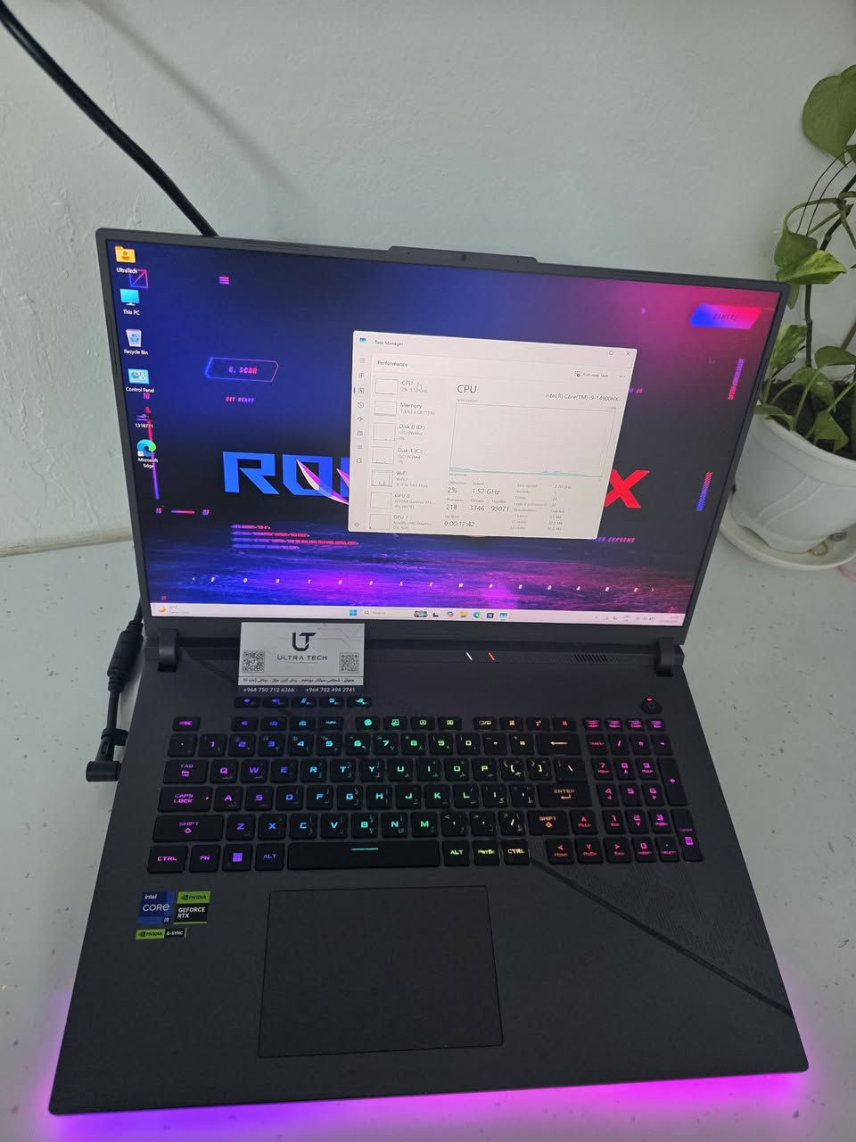 Asus Rog Strix G18
Core i9-14900HX
RAM 64GBDDR5
HARD 2TB SSD
SCREEN 18 INCH
2K - 240HTZ
RTX 4080-12GB
لاپتۆپێکی زۆر بەهێز و راقی
مستعمل نضيف
دەستی ٢ 
خاوێنی %٩٠-٩٥
گرێنتی ٢ مانگ خەریتە
ضمان ٢ شهر خرطة
ناونیشان هەولێر
مکان اربیل
***********
