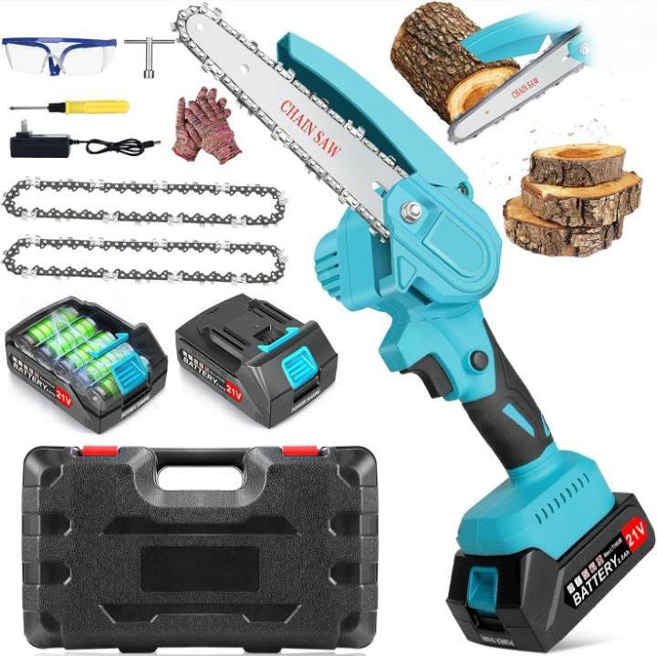 منشار جنزير كهربائي لاسلكي صغير 21V (Mini Cordless Chainsaw)
بطارية ليثيوم 21V
تصميم لاسلكي وخفيف، تشغيل بيد واحدة
محرك نحاسي بفرش
مناسب لتقليم الأشجار وقطع الأغصان والخشب
السيف  6 إنش. 
يوجد توصيل لجميع المحافظات 🛵 
***********

نص مكتوب في الصور:
- Electric Chain Saw
- Pure copper brushed motor,
- strong power, fast cutting,
- improve efficiency.
- Pure copper brushed motor, strong power, fast cutting, improve efficiency.