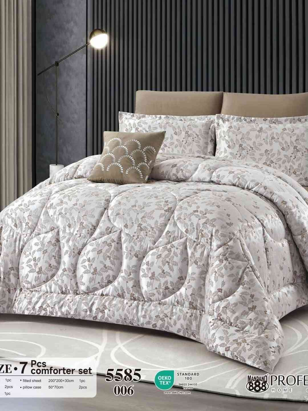 جديد وحصري ل مجمع wana/مفروشات الفردوس
لحاف نفرين 7 قطعة Jacquard ثقيل گيج القماش OEKOTEX
قياس لحاف/ 240+260 King size
قياس شرشف/ 200+200+30 
2 عدد وجه مخدة/ 50+70 Solid 
2 عدد وجه مخدة/ 50+70+5 A 
1 عدد وجه كوشة/ 45+45 embroid
***********
للحجز والاستفسار والتوصيل
#العراق #مفروشات #اثاث #زفاف #اعراس

نص مكتوب في الصور:
- ZE- 7 Pcs comforter set 1pc • fitted sheet 200*200+30cm 1pc 2pcs • pillow case 50*70cm 2pcs 1pc 5585 006 OEKO TEX STANDARD 100 SH025 244155 TESTEX www.oeko-tex.com MANDAND 888 HOME PROFE
- ZE 7 Pcs comforter set 1pc • fitted sheet 200*200+30cm 1pc 2pcs • pillow case 50*70cm 2pcs 1pc 5585 005
- ZE 7 Pcs comforter set 1pc fitted sheet 200*200+30cm 1pc 2pcs pillow case 50*70cm 2pcs 1pc 5585 004 STANDARD 100 SH025 244155 TESTEX www.oeko-tex.com
- 7 Pcs comforter set 1pc fitted sheet 200*200+30cm 1pc 2pcs pillow case 50*70cm 2pcs 1pc 5585 003 OEKO TEX STANDARD 100 SH025 244155 TESTEX www.oeko-tex.com MANDAND 888 HOME PROFE
- ZE • 7 Pcs comforter set 1pc • fitted sheet 200*200+30cm 1pc 2pcs • pillow case 50*70cm 2pcs 1pc 5585 002
- ZE 7 Pcs comforter set 1pc fitted sheet 200*200+30cm 1pc 2pcs pillow case 50*70cm 2pcs 1pc 5585 001 OEKO TEX STANDARD 100 SH025 244155 TESTEX www.oeko-tex.com MANDANO 888 HOME PROFE
- 7 Pcs comforter set 1pc • fitted sheet 200*200+30cm 1pc 2pcs • pillow case 50*70cm 2pcs 5585 006 STANDARD 100 OEKO TEX
