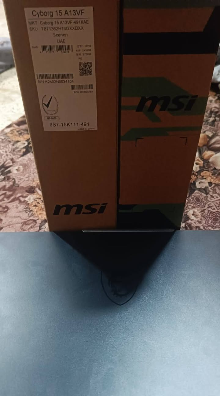 Msi Cyborg 15
معالج 13620H i7
كرت شاشة RTX 4060
رامات drr5 16G 
التخزين NVMe sdd 512g
شاشة FHD 144HZ 15.6
 للاستفسار ***********
مليون و375

