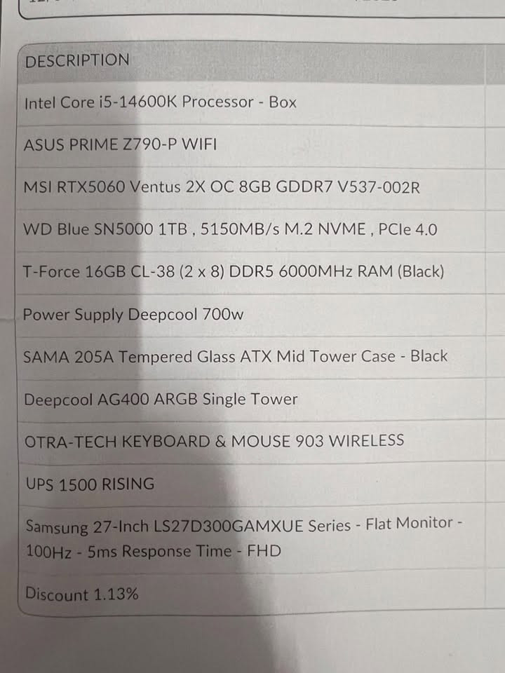 RTX 5060 • i5 جيل 14 • هارد 1TB 5150MB/s