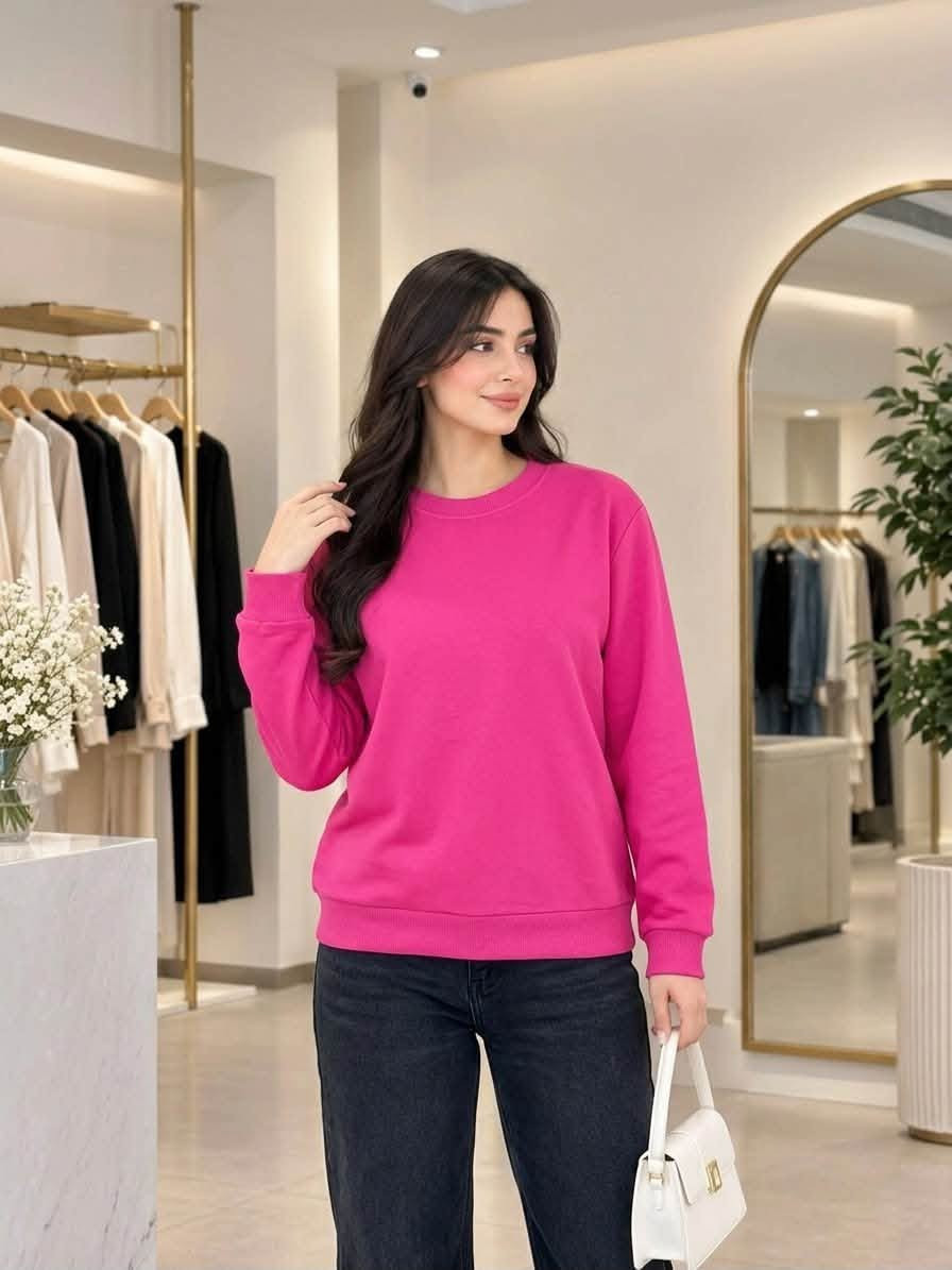 سويت شيرت وردي • فري سايز • ناعم