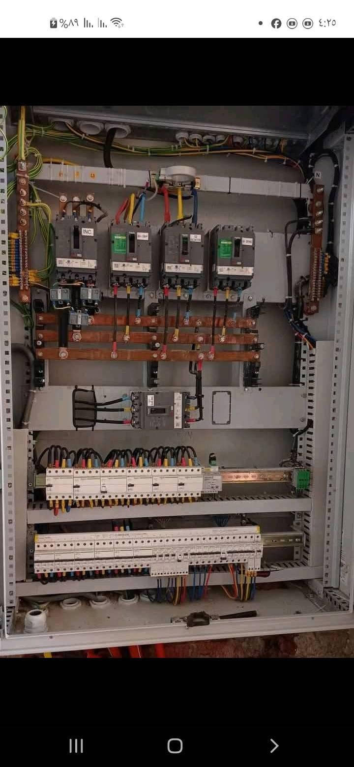 كهربائي منازل عام شعندك عطل او ترميم او ادامة خادم ***********

نص مكتوب في الصور:
- قبل
- بعد
- MAIN SUPPLY (230V AC) MAIN INCOMING CABLE MAIN ISOLATOR SWITCH (100A, DP) RESIDUAL CURRENT DEVICE (RCD, 63A 30mA) EARTH BAR ROD IMAIN PROTECTION) MAIN SWITCH LIVE BUSBAR LIGHTING CIRCUITS POWER SOCKETS WASHING MACHINE (MACHINE) ELECTRIC COOKER (HOB/OVEN) WATER HEATER BEDROOM SOCKETS FIXED APPLIANCES SOCKETS (KITCHEN) SOCKETS (LIVING ROOM) LIGHTS (UPSTAIRS) LIGHTS (DOWNSTAIRS) EARTH BAR NEUTRAL BAR DIXY RAIL DIN RAIL MCBS 69 B16 622 92A 92A 18A 57A 18A S2A 8A 6A 37A 22A 336 50A 326 16A 57A
- وحدة تحكم في مستوى الماء
- خزان المياه
- مضخة