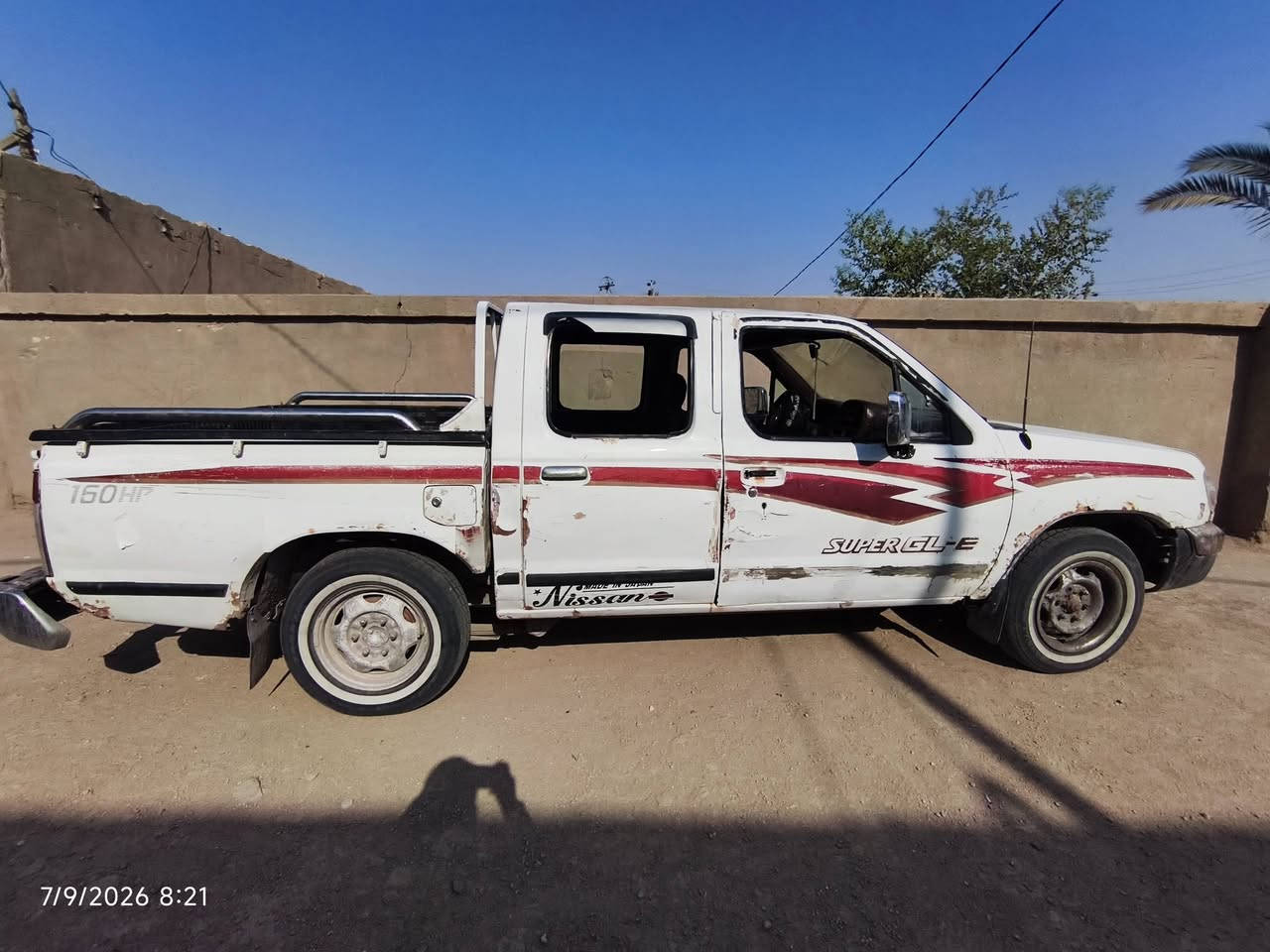 السلام عليكم نيسان للبيع موديل 2002 شاصي مكفول گير مكفول محرك بي خيط تبخير الرقم *********** العنوان الخضر ال بوشطيط
