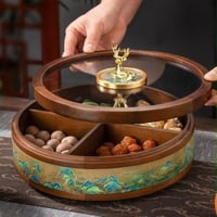 علبة تقديم • خشب • غطاء زجاجي 28سم