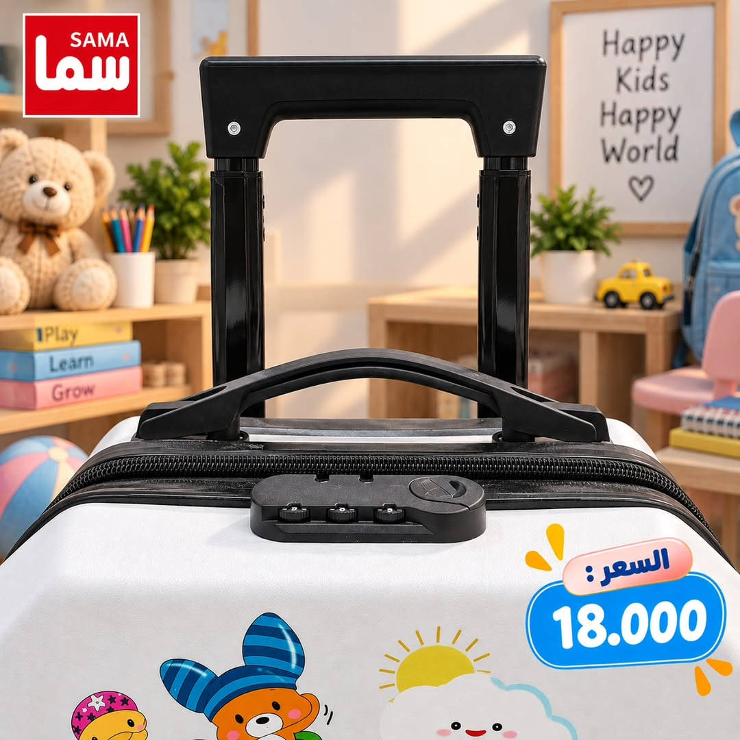 حقيبة اطفال مميزة بتصميم كرتوني مبهج، جودة عالية، وقفل أمان لحماية أمتعتهم✨

متوفرة الآن في Sama Mall - سما مول📍
و خدمة الطلب أونلاين متوفرة لراحتكم 🚚

للحجز و الاستفسار يرجى المراسلة على هذا الرقم واتساب ***********

📍 زورونا في فروع سما مول⬇️ 
📍  سما 1 - كرادة خارج
📍 سما 2 -كرادة داخل-دايموند مول - ط3
📍 سما 3 -زيونة-مول دريم سيتي-ط الارضي
📍  سما 4 -كربلاء - مول الحارث-ط3
📍  سما 5 -العامرية-شارع العمل الشعبي
📍  سما 6 - الرمادي - شارع المستودع
📍 سما 7 - الأعظمية - شارع عمر عبدالعزيز

#سما_مول
#حقائب
#أطفال

نص مكتوب في الصور:
- SAMA
- سما
- السعر:
- 18.000
- SAMA سما
- السعر :
- Play
- Learn
- Grow
- Happy
- Kids
- World
- SAMA سما السعر : 18.000