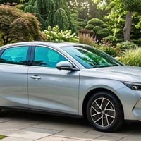 سيارة بي واي دي تشين إل (BYD Qin L) الفضية اللون على سمائي ، وهي سيدان...