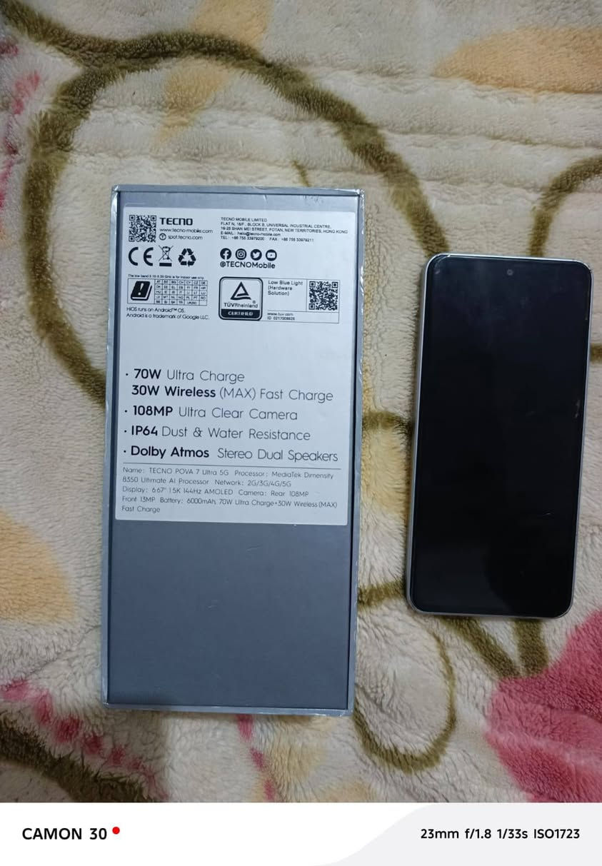 السلام عليكم مبايل نضيف قراض شركه السعر 400 بيه مجال العنوان الصياده قرب الصيطرة رقم مبايل  ***********

نص مكتوب في الصور:
- CAMON 30  23mm f/1.8 1/33s ISO1515
- CAMON 30
- 23mm f/1.8 1/33s ISO2328