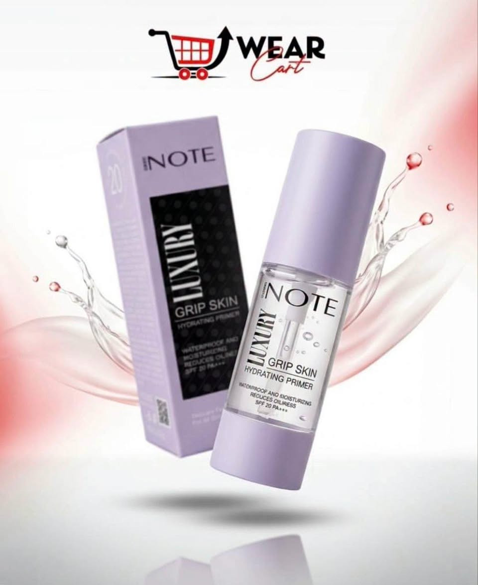 برايمر مرطب للبشرة من علامة نوت
 NOTE Luxury Grip Skin Hydrating Primer
 برايمر مرطب ومهيئ للبشرة قبل المكياج
مقاوم للماء، مرطب للبشرة، ويقلل من اللمعان والدهون الزائدة
 يحتوي على معامل حماية من الشمس SPF 20 PA+++

الواتساب *********** 

لمتابعة باقي المواد على التليكرام 
https://t.me/Brufeen2

نص مكتوب في الصور:
- NOTE بشرة أكثر نعومة وثباتا LUXURY GRIP SKIN HYDRATING PRIMER ترطيب عميق للبشرة مقاوم للماء والعرق يقلل من اللمعة الدهنية حماية من الشمس SPF 20 PA+++ مكياجك يدوم ... لبشرة أجمل ♡
- WEAR Cart