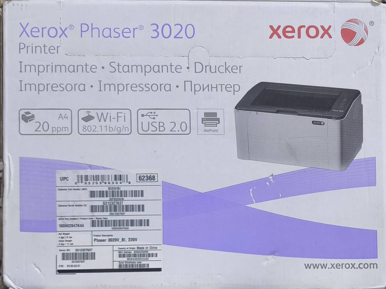 طابعة زيروكس فايزر 3020 -  Xerox Phaser 3020
مستعملة أستعمال قليل جداً
( اسود و أبيض فقط ) 
تطبع حتى 20 صفحة بـ الدقيقة
السعر : 140 ألف  و بيها مجال 
العنوان : ناصرية - مركز 
رقم الهاتف : ***********

نص مكتوب في الصور:
- Xerox Phaser 3020
- زيروكس فايزر
- Peliable. Simple. Efficient.
- طابعة ليزر أحادية اللون
- أسود وأبيض فقط
- مواصفات الطابعة
- الاسم
- زيروكس فايزر 3020
- نوع الطباعة
- ليزر أحادية اللون
- (أسود وأبيض فقط)
- الوظيفة
- طباعة فقط
- (ليست متعددة الوظائف)
- السرعة
- تطبع حتى 20 صفحة في الدقيقة
- (20 ppm)
- الاتصال
- تدعم شبكات الواي فاي (Wi-Fi)
- ومنفذ USB
- حجم الورق
- تدعم حتى مقاس A4
- سرعة الطباعة
- حتى 20 صفحة/دقيقة
- 20
- ppm
- شبكة الواي فاي
- (802.11 b/g/n)
- Wi-Fi
- منفذ USB
- (f.2.0)
- USB 2.0
- دعم حجم الورق
- حتى A4
- A4
- Xerox
- Print with confidence
