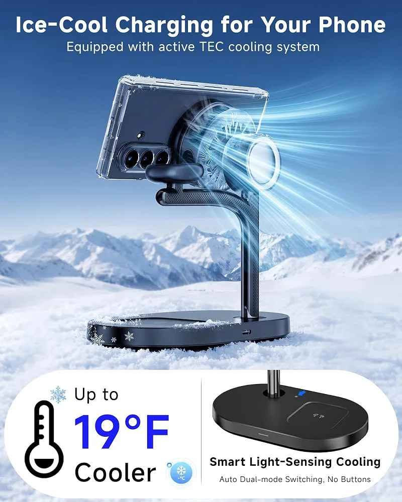 شاحن Qi2.2 • شحن سريع ٢٥W • تبريد TEC